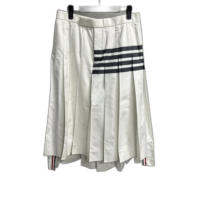 Thom Browne Thom Browne White Pleated Skirt with Stripes Size 22" - 1 Thumbnail