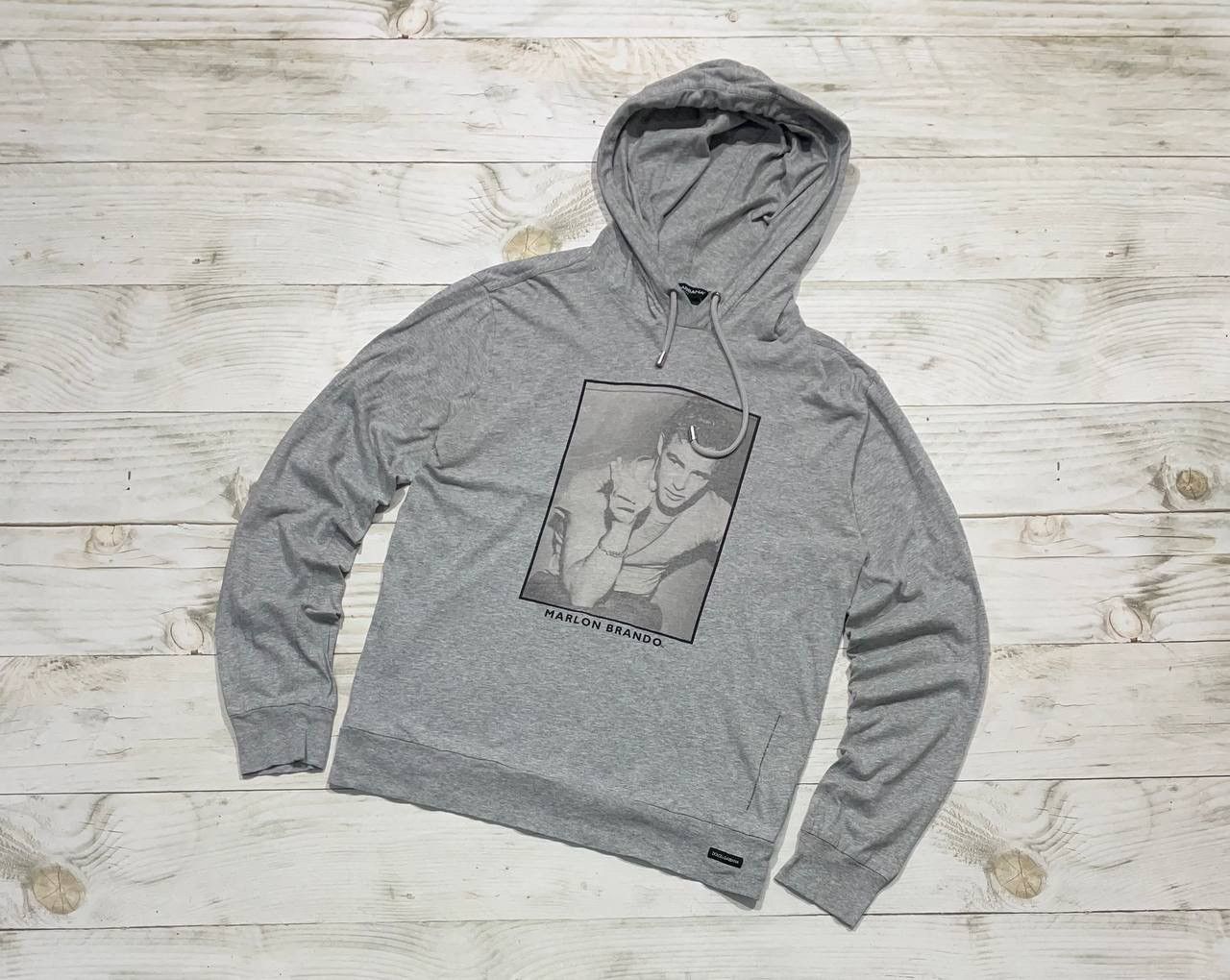image of Dolce Gabbana Marlon Brando 2011 Big Logo Hoodie Size M in Grey, Men's