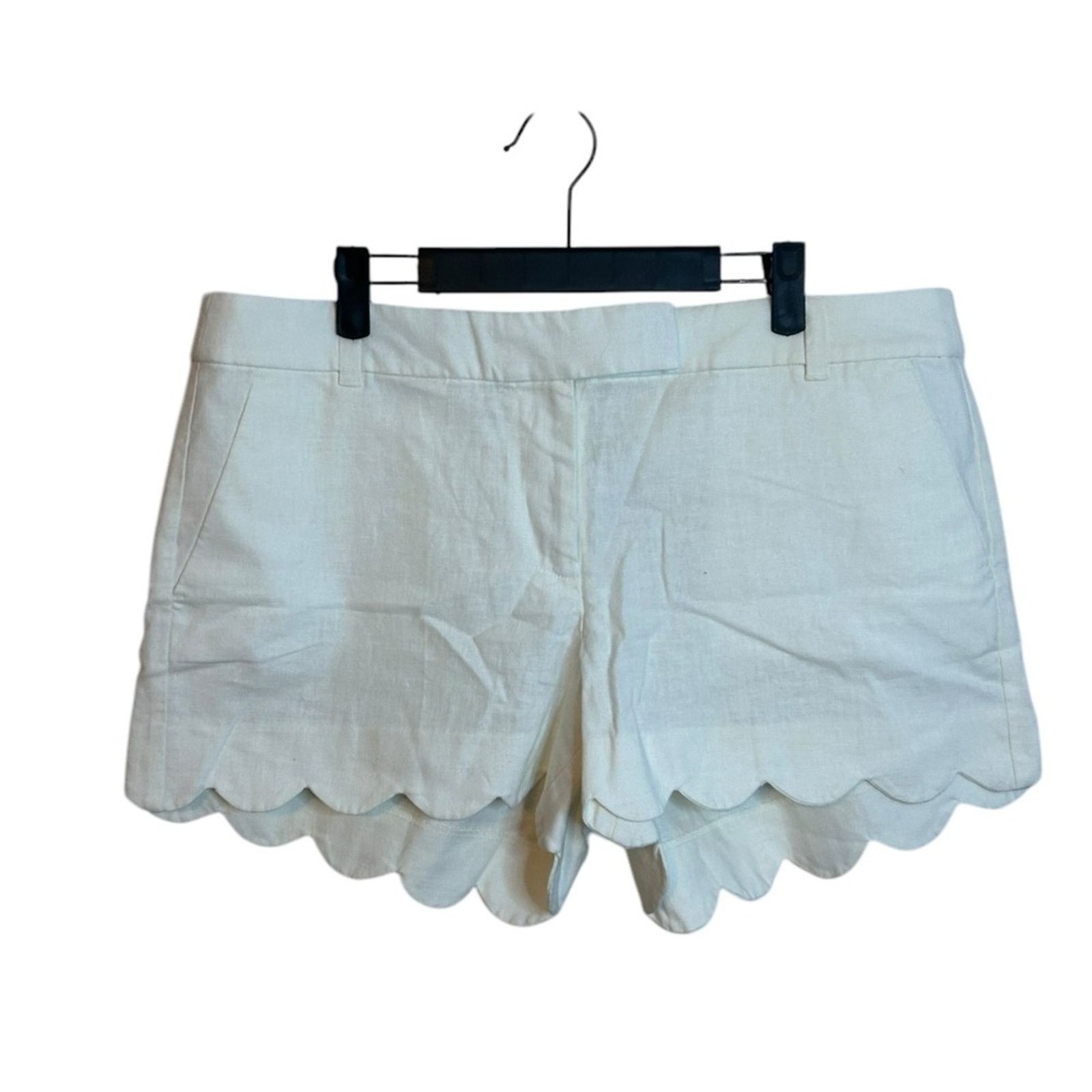 J.Crew NWT J.Crew White Linen Scalloped Hem Shorts Size 36" / US 14 / IT 50 - 1 Thumbnail