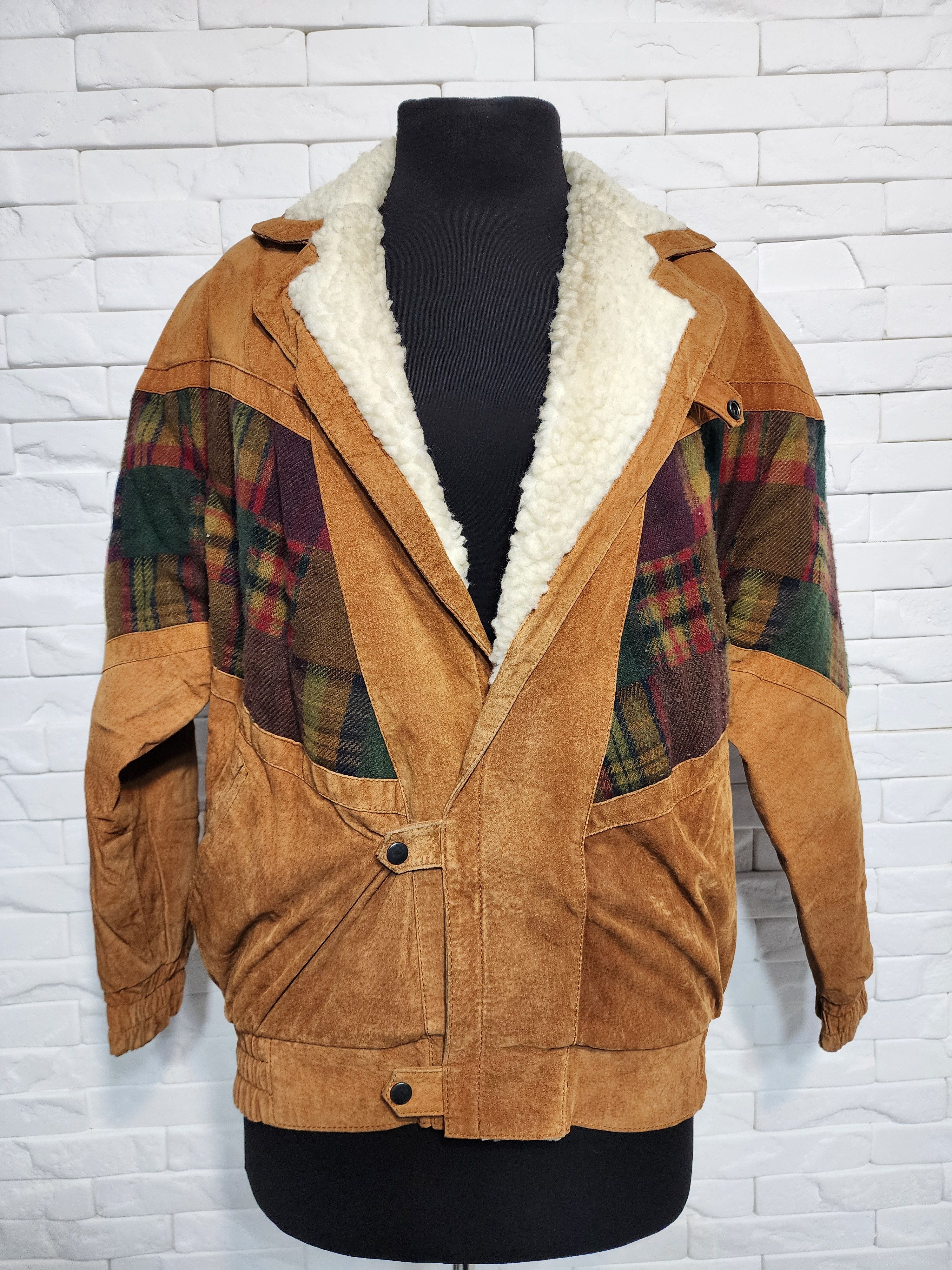 Genuine Leather Men's Brown Suede Bomber Jacket: Zippered Vintage Style Size US L / EU 52-54 / 3 - 1 Thumbnail