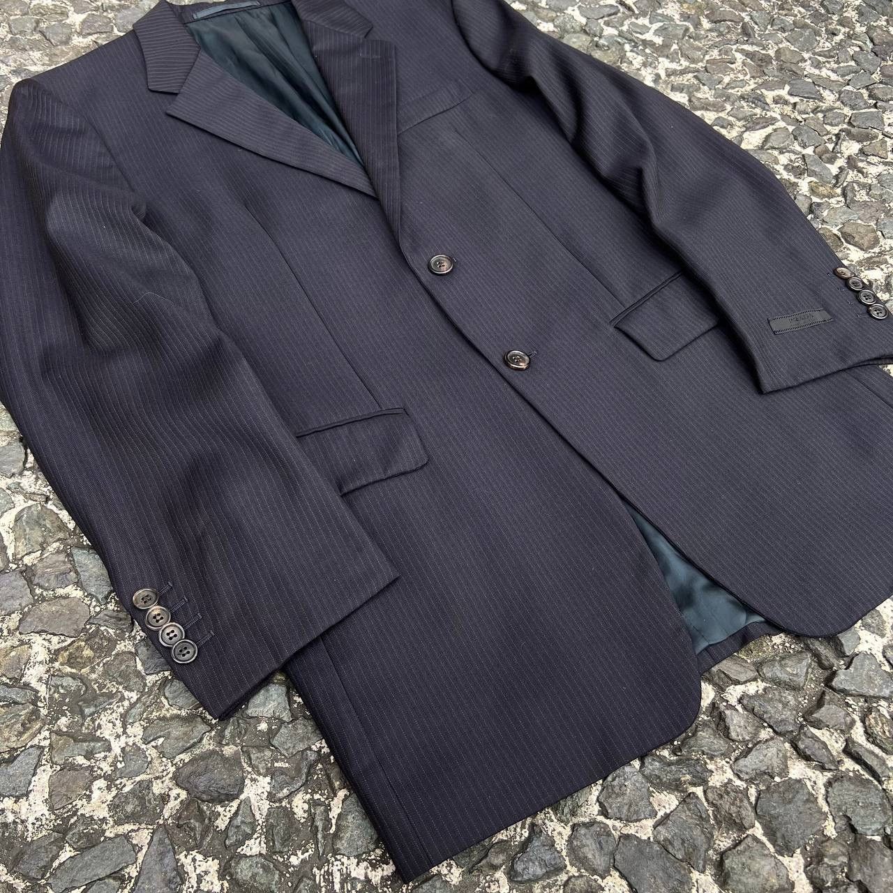 Prada Early 2000s Sleeve Tag Pinstripe Wool Menswear Set