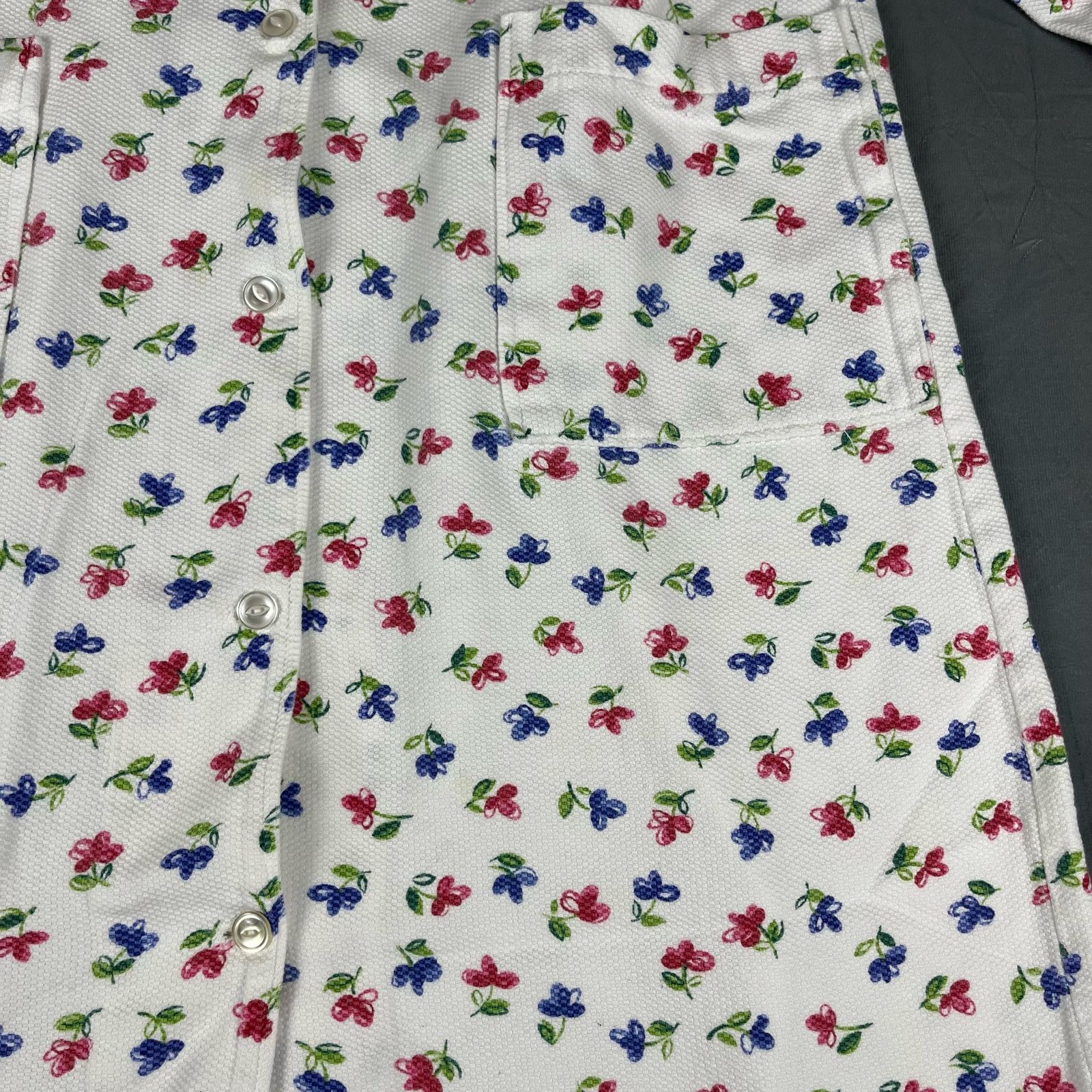 Other Vintage Grandma Night Gown Waffle Knit Button Down Floral Size ONE SIZE - 3 Thumbnail