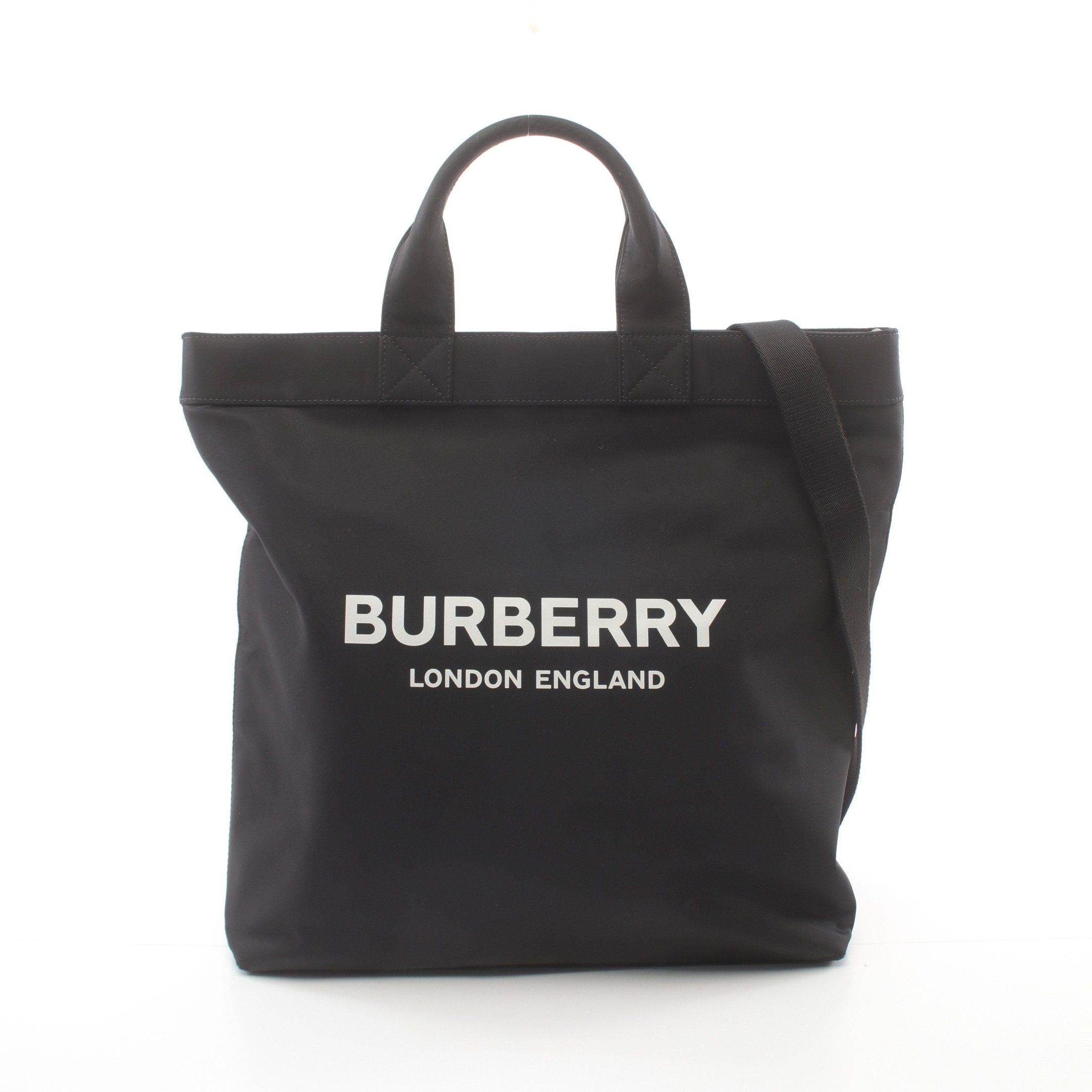 Burberry Burberry Econyl Handbag Tote Bag Nylon Leather Black Size ONE SIZE - 1 Thumbnail