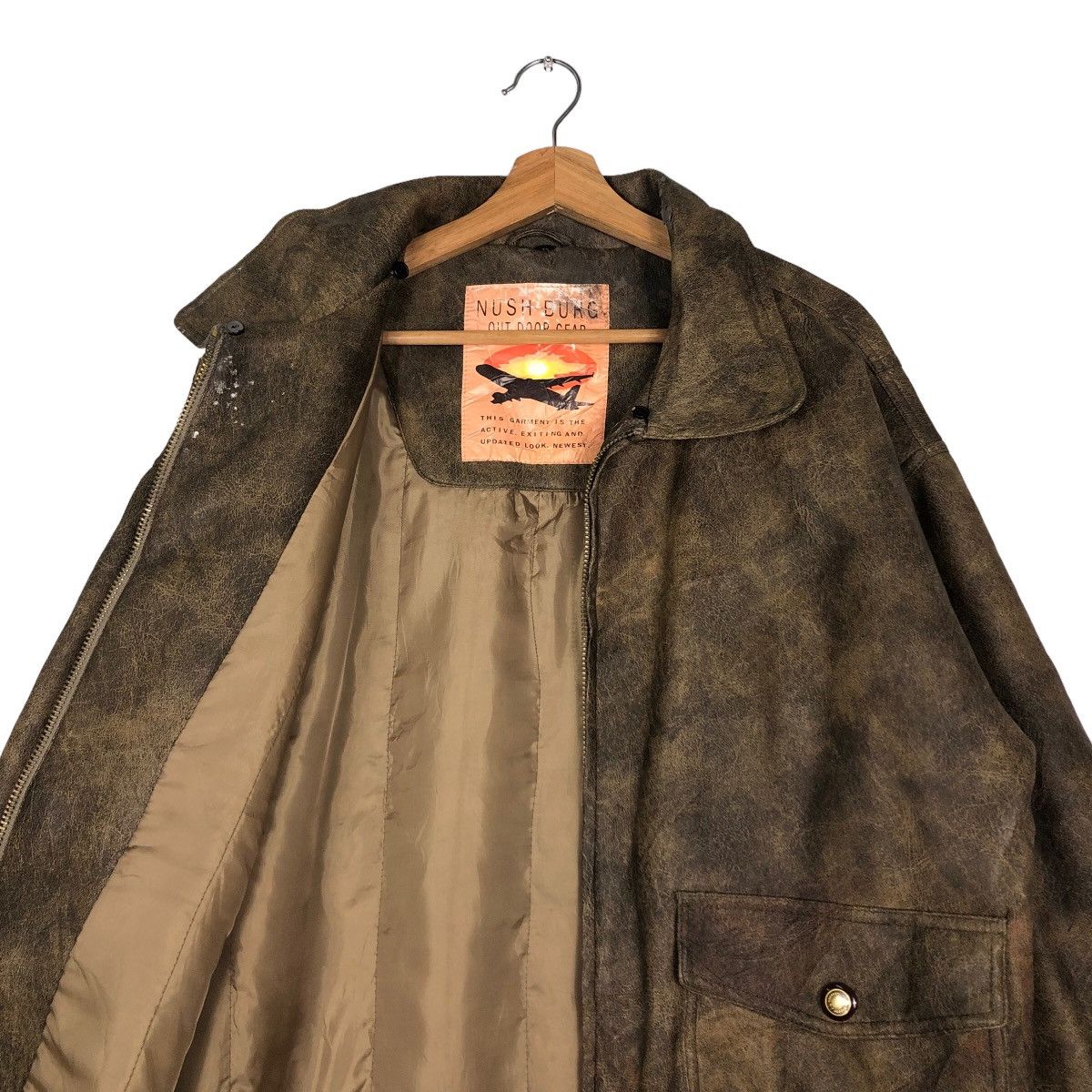 Japanese Brand 🔥Vtg Bomber Leather Jacket Parachute Nush Burg Military Size US L / EU 52-54 / 3 - 10 Thumbnail