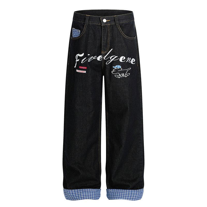 Jean American retro men's loose-fitting embroidered jeans Size US 32 / EU 48 - 1 Thumbnail