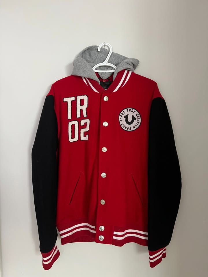 True Religion True Religion Red Varsity Wool Jacket Detachable hood Size US XL / EU 56 / 4 - 1 Thumbnail