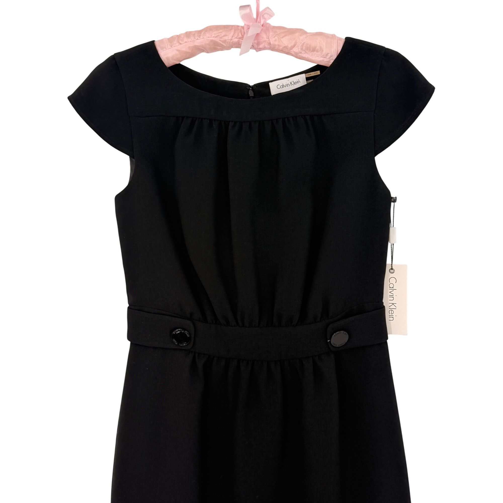 Calvin Klein NWT Calvin Klein Black Cap Sleeve Sheath Dress | Quiet Luxur Size S / US 4 / IT 40 - 3 Thumbnail