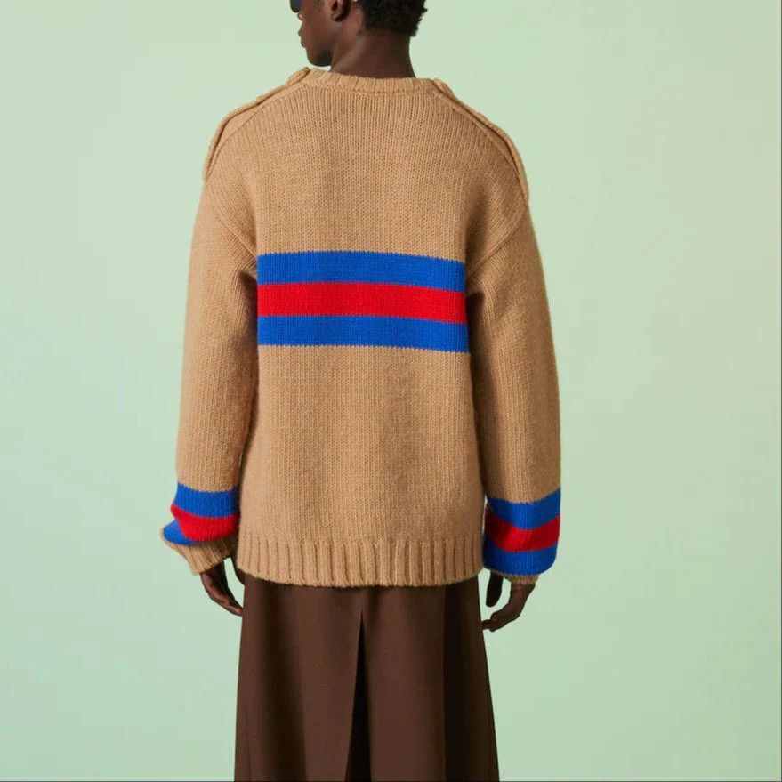 Gucci o1s1wg111025 Wool Mohair Sweater With Web Intarsia Size US XXL / EU 58 / 5 - 3 Thumbnail