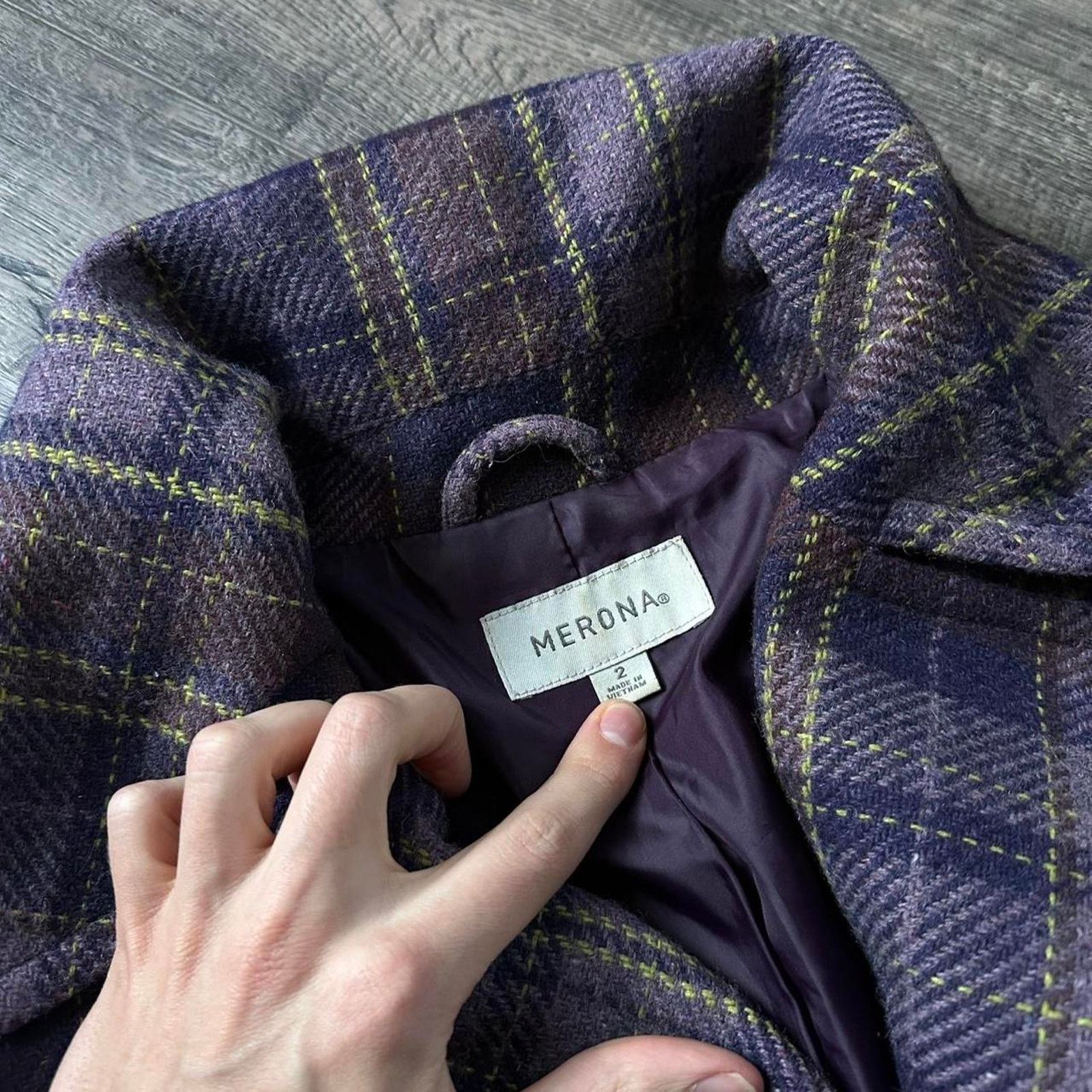 Vintage Vintage Y2K Purple Plaid Double Brest Peacoat Blazer Jacket Size XL / US 12-14 / IT 48-50 - 5 Thumbnail