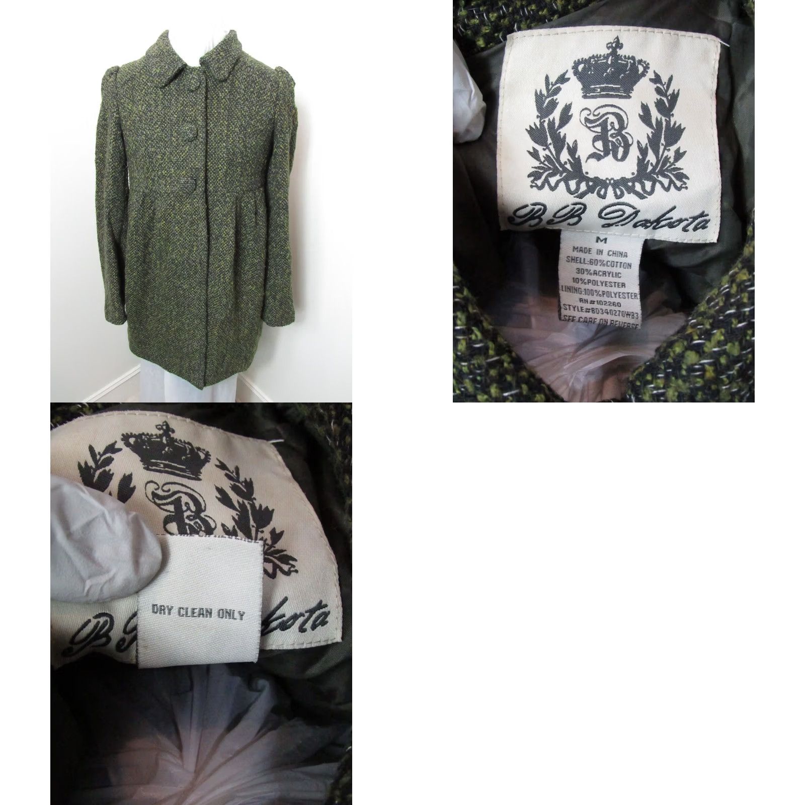 BB Dakota BB Dakota Brown Tweed Coat Womens Medium Regular Size M Cotton Blend Wool Outer Shell Long Sleeve Button Closure Casual Fall Winter 3 Button 3 Accents Size M / US 6-8 / IT 42-44 - 8 Thumbnail