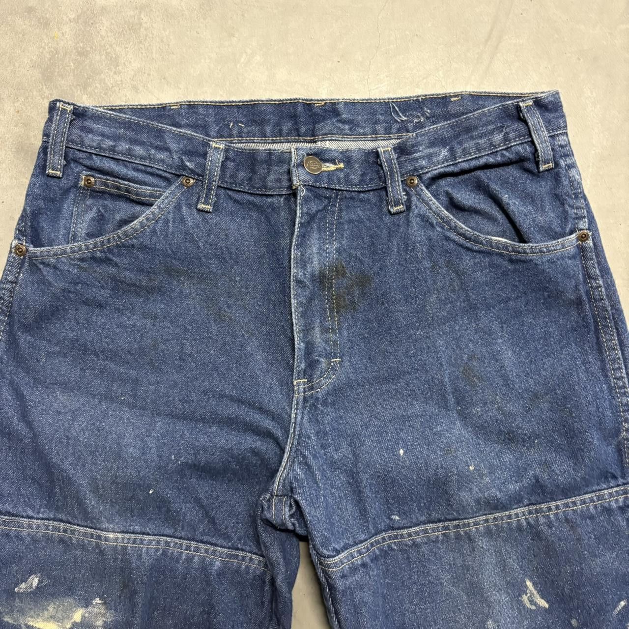 Dickies × Vintage Crazy Vintage Y2K/2000s Baggy Double Knee Dickies Workwear Style Dark Wash Denim Jeans! Size US 33 - 4 Thumbnail