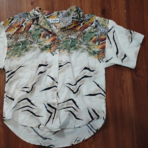 Other Vintage Caribou New York Zebra Lion Leopard Button Shirt Size L / US 10 / IT 46 - 3 Thumbnail