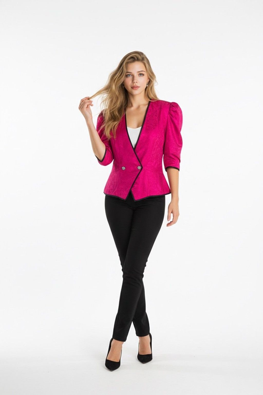 Other Vintage Point of View collection 100% SILK pink Jacket sz 10 Size L / US 10 / IT 46 - 1 Thumbnail