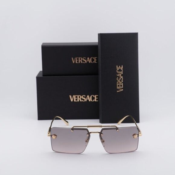 Versace Versace VE2245 100258 Sunglasses Gold Rectangle Frame, Pink Size ONE SIZE - 9 Thumbnail