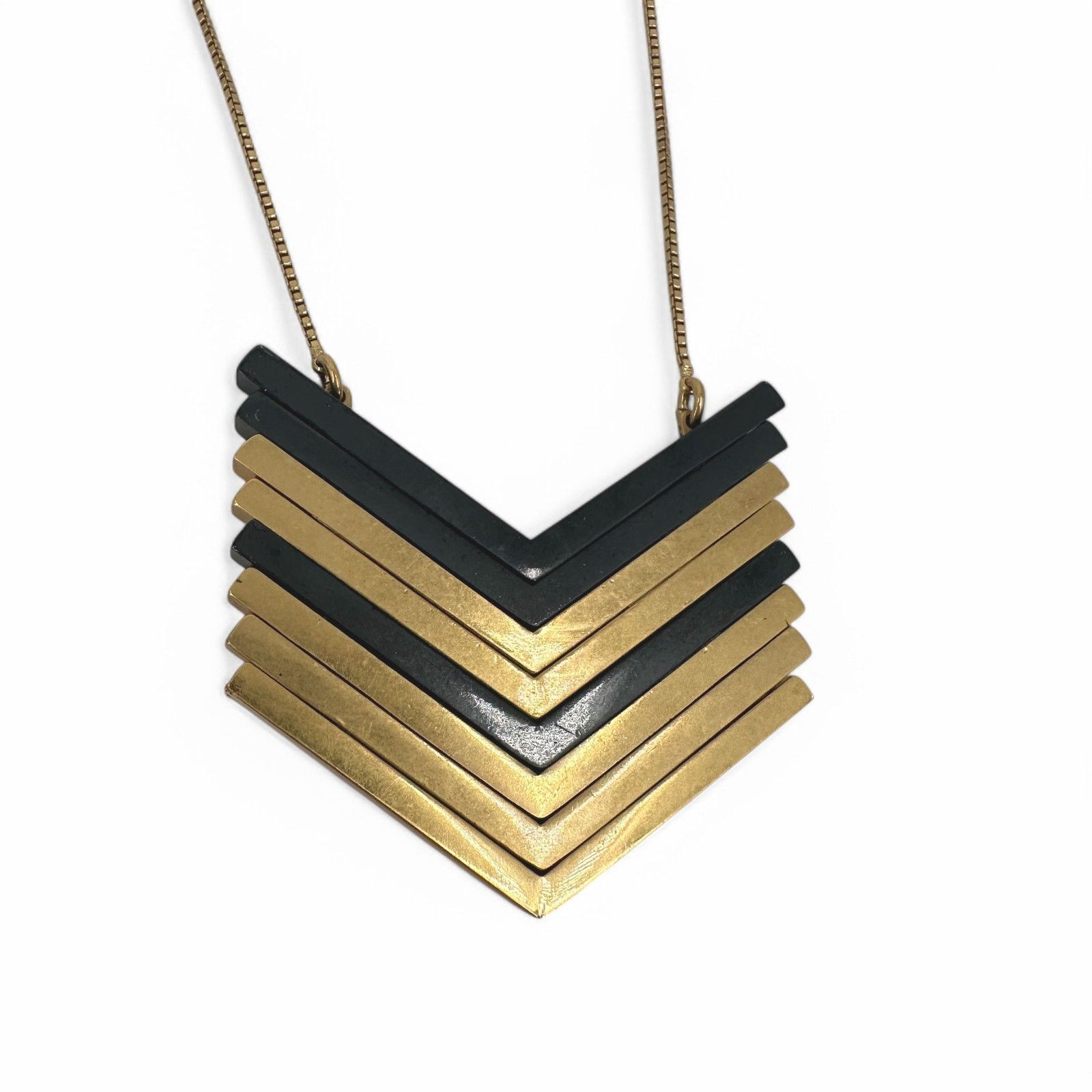 Madewell Madewell Chevron Necklace Gold Tone and Black Adjustable Size ONE SIZE - 8 Thumbnail