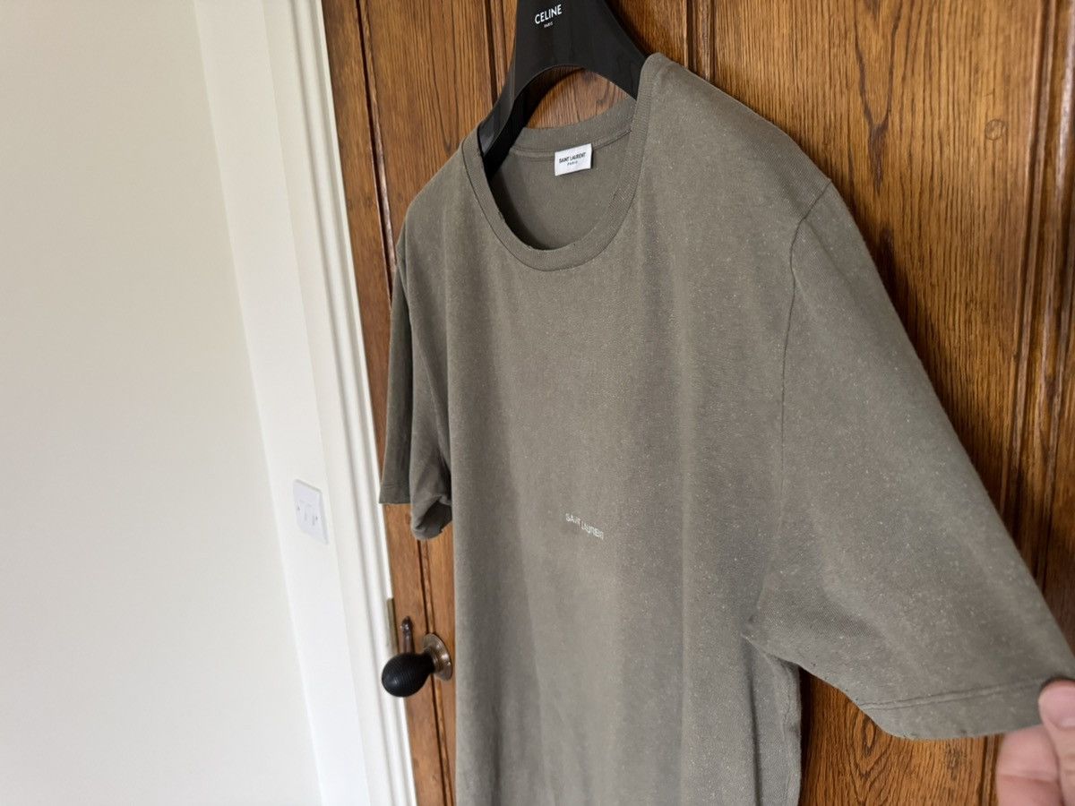 Saint Laurent Paris SS19 Saint Laurent Rive Gauche logo khaki T shirt grail Size US XL / EU 56 / 4 - 9 Thumbnail