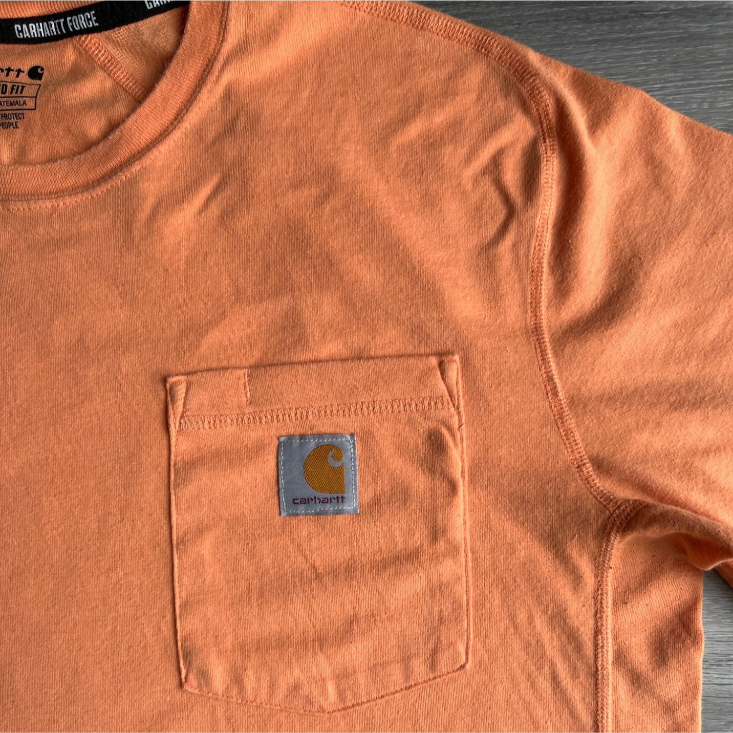 Carhartt Carhartt Force Mens Orange Relaxed Fit T-Shirt With Pocket M Size US M / EU 48-50 / 2 - 2 Thumbnail