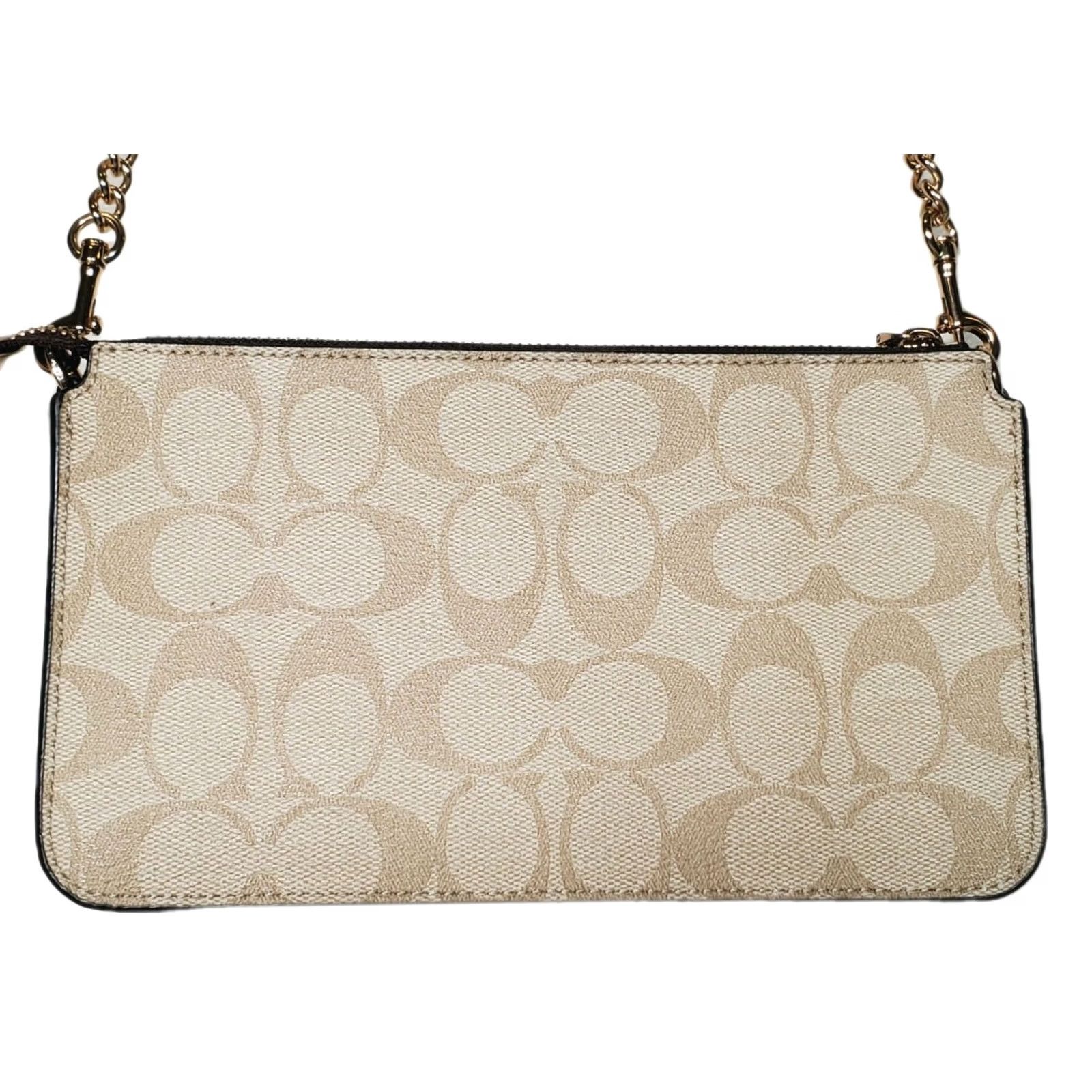 Coach Coach Crossbody Womens Small Poppy Card Case Block Signature Khaki Brown Black CA843 Chain Size ONE SIZE - 6 Thumbnail
