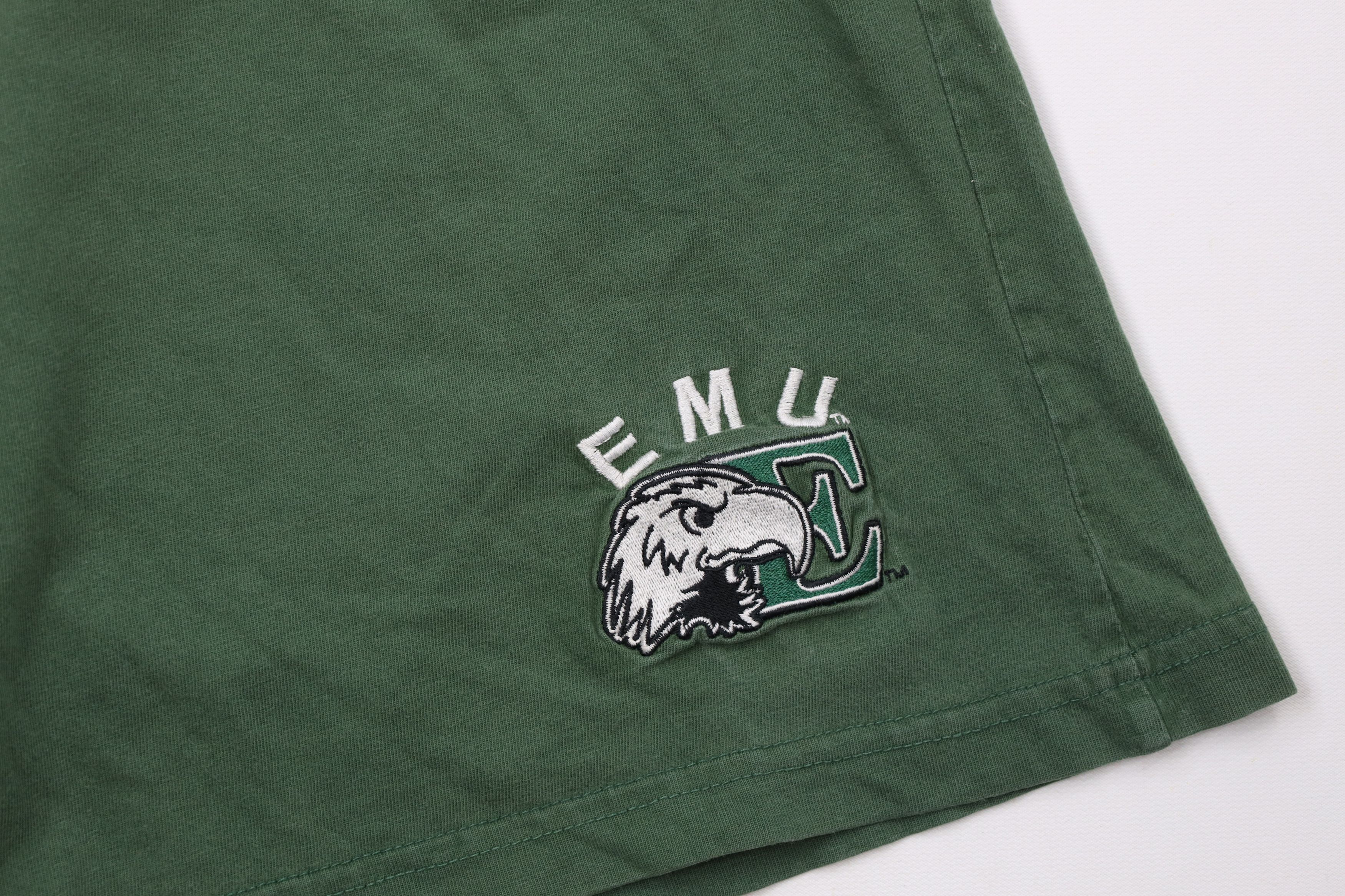 Vintage Vintage 90s Faded Eastern Michigan University Shorts Green Size US 34 / EU 50 - 5 Thumbnail