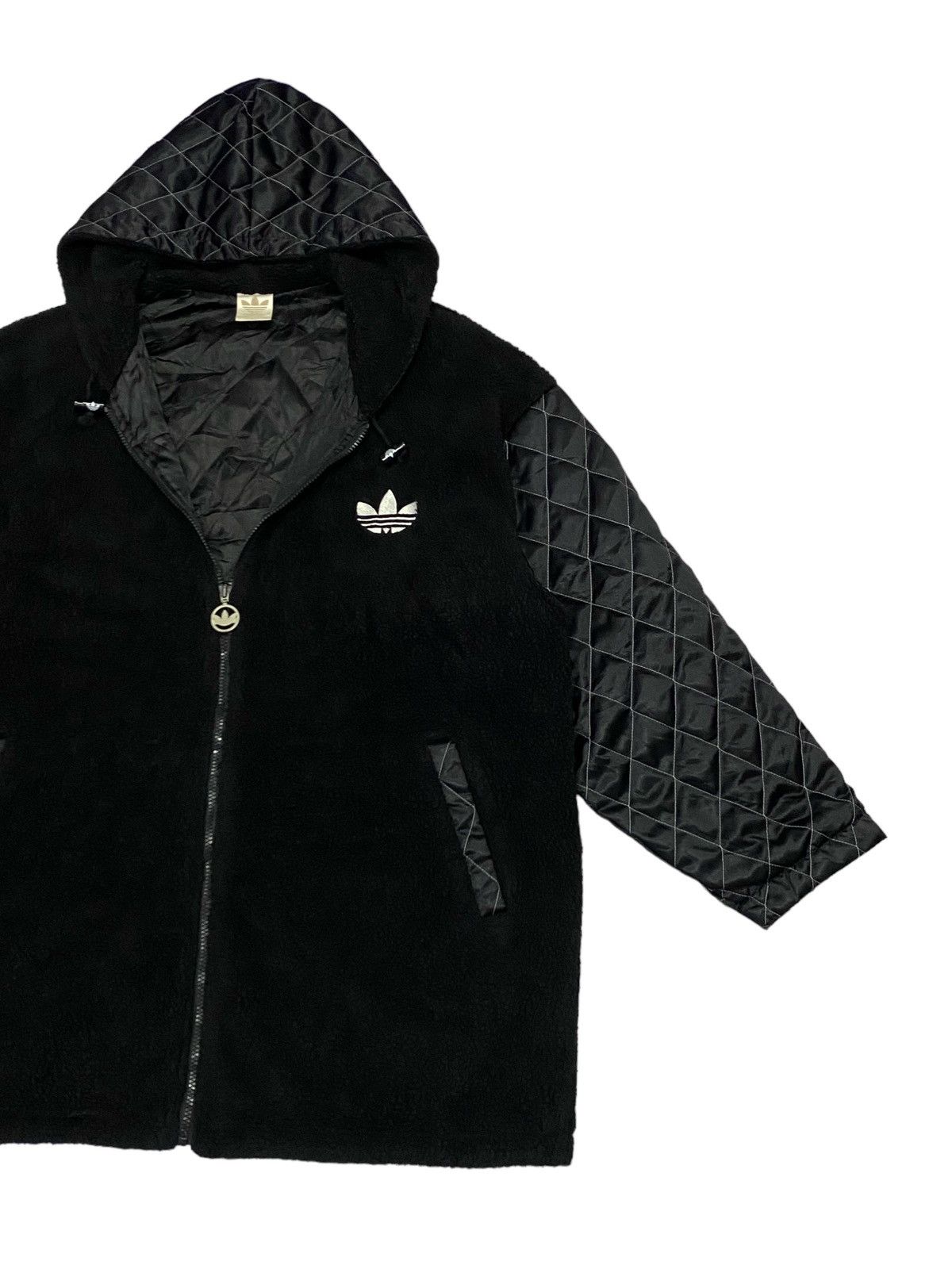 Adidas × Descente × Vintage Vintage 90s Adidas Trefoil Big Logo Pile Fleece Hoodie Size US L / EU 52-54 / 3 - 19 Thumbnail