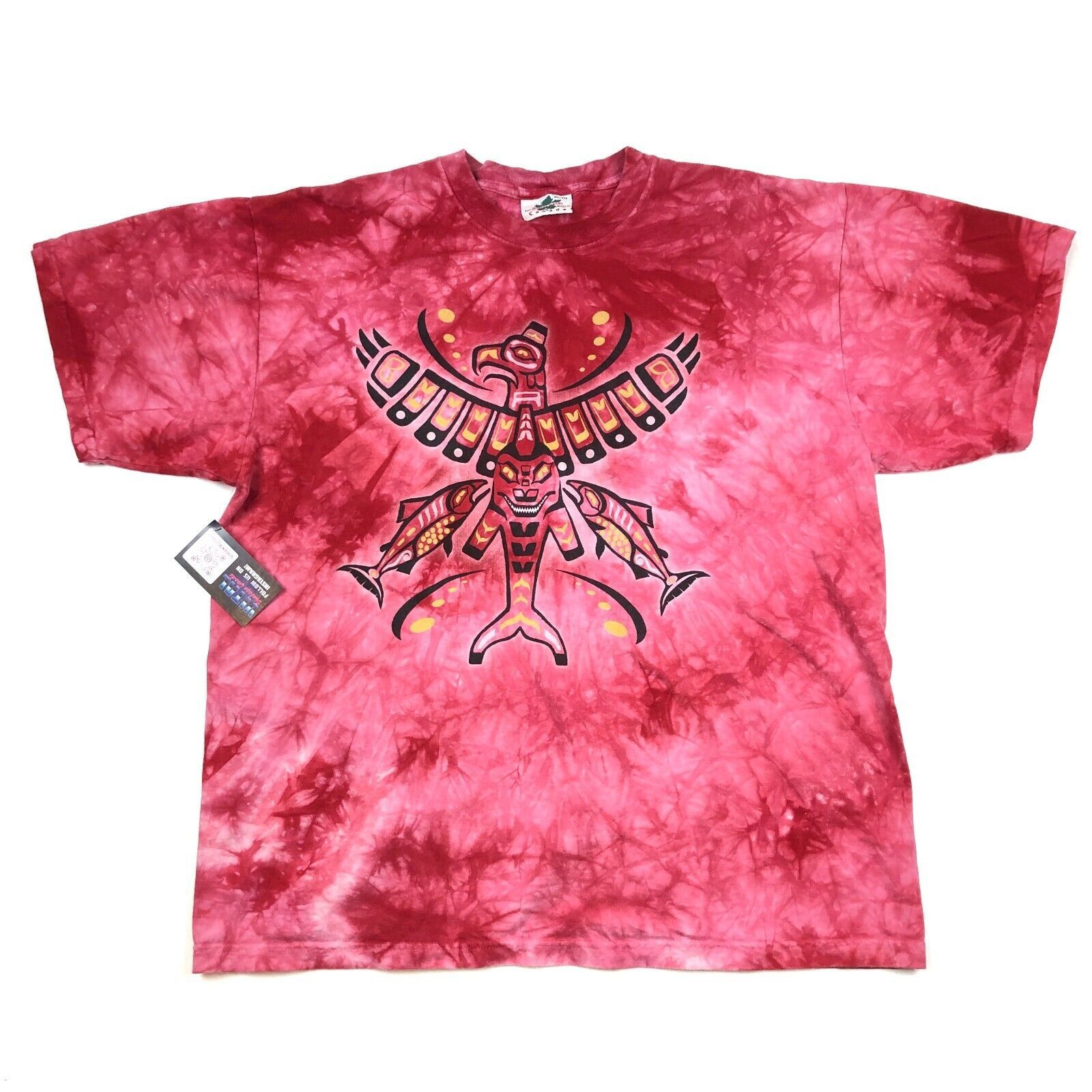 Vintage Red Tie Dye Tribal Native Totem Pole Art Tee T Shirt size XL Size US XL / EU 56 / 4 - 1 Thumbnail