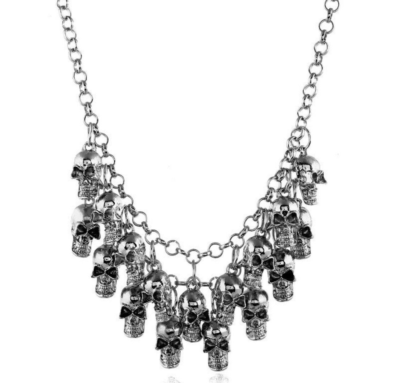 Other Punk Skull Skeleton Layered Chain Necklace Size ONE SIZE - 4 Thumbnail
