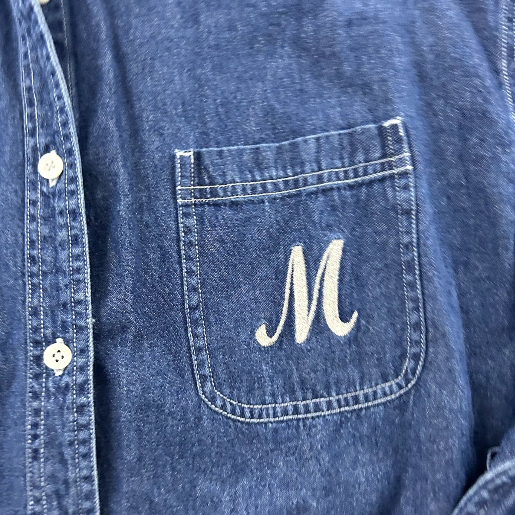 Disney Disney Mickey Long Sleeve Button-Up Denim Shirt Womens M Blue Denim Embroidered Collared Cotton 100% Shirt Ladies Small Way Size M / US 6-8 / IT 42-44 - 3 Thumbnail