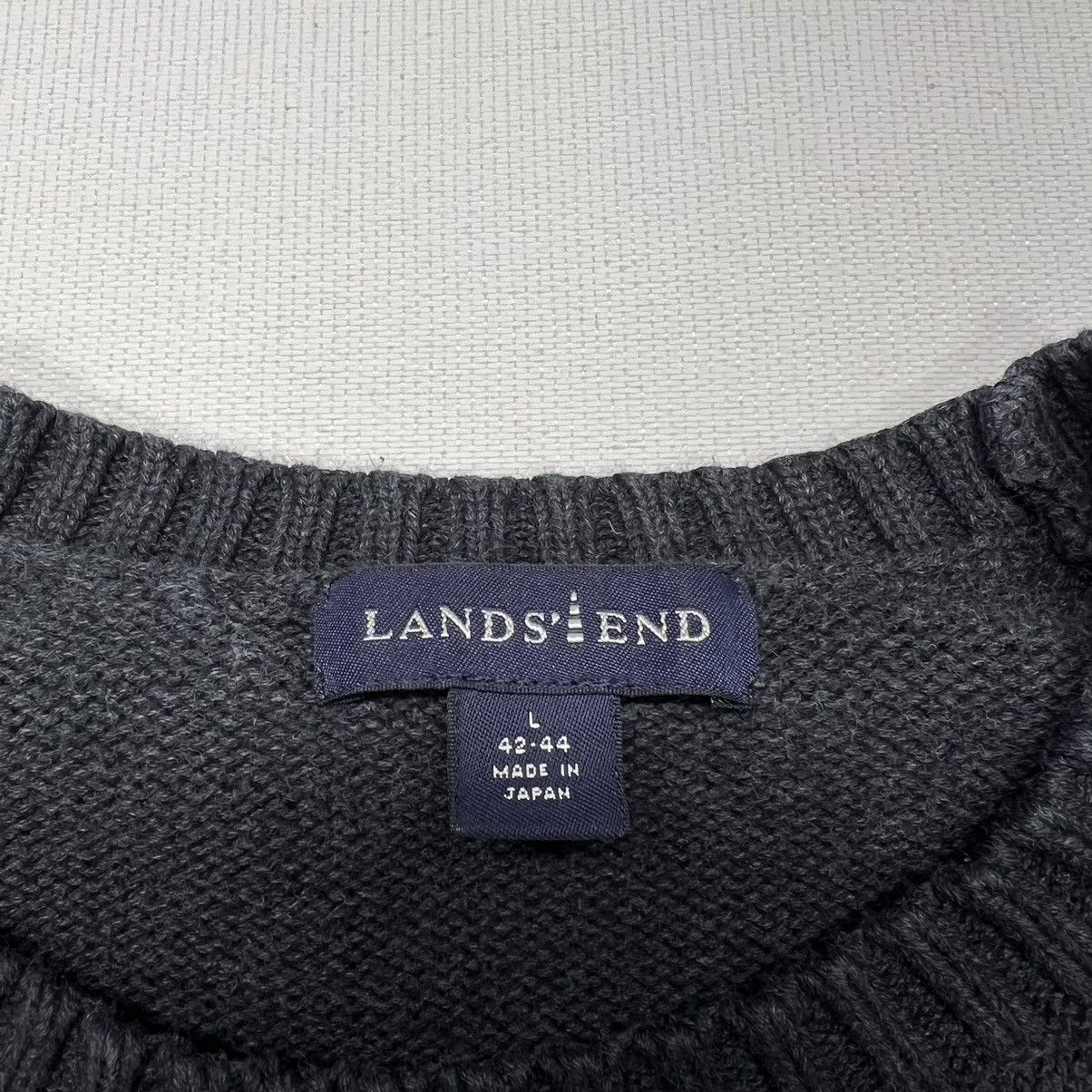 Lands' End × Vintage VTG Lands End Sweater Grey Heavy Pullover Knit Japan Made Size US L / EU 52-54 / 3 - 4 Thumbnail