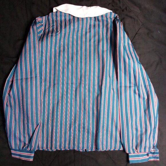 Other Vintage Rhapsody Striped Shirt Polyester Peter Pan Collar Size XXS / US 00 / IT 34 - 5 Thumbnail