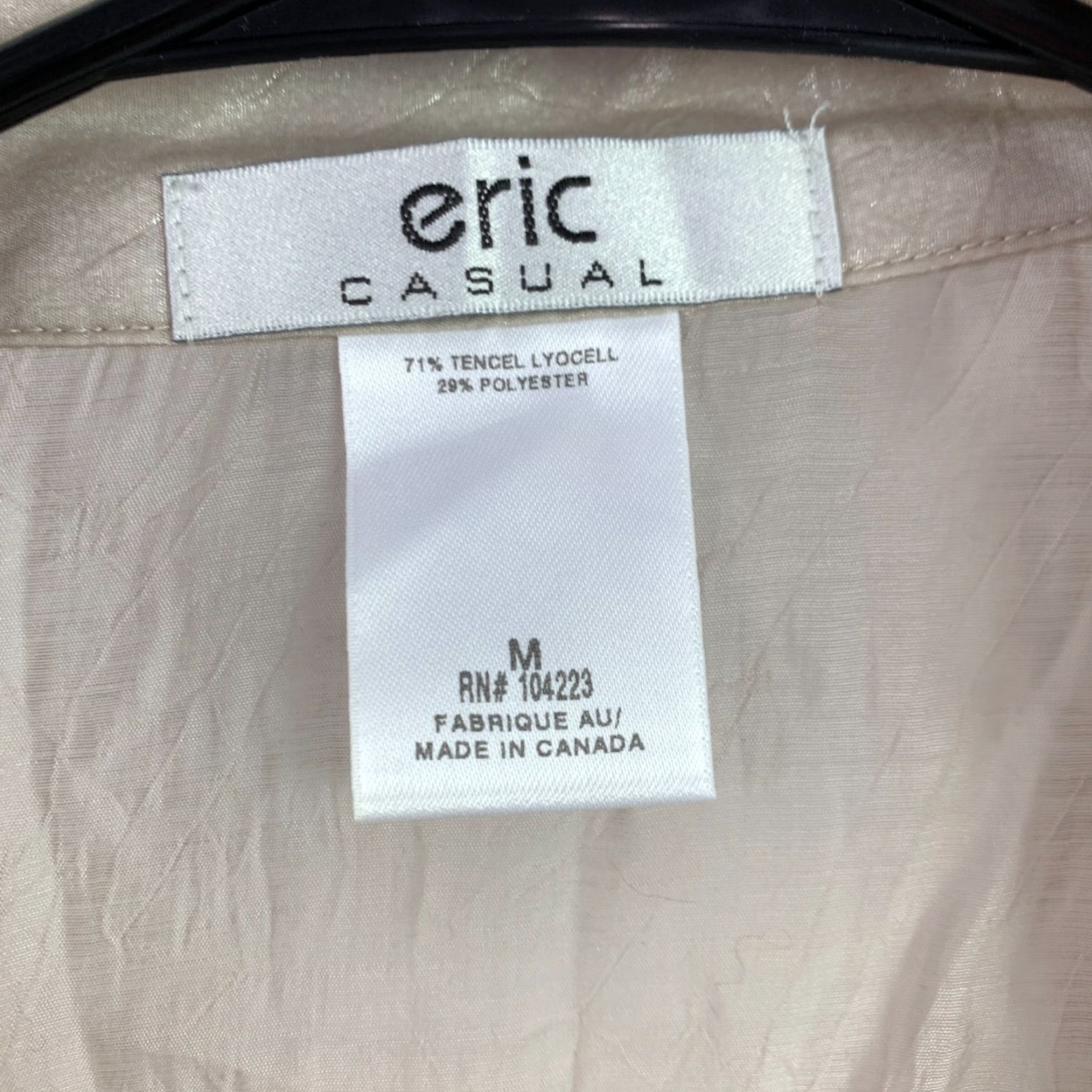 Vintage VINTAGE Eric Casual Shirt Medium Tan 1990s Secretary/Geek Button Down Blouse Ladies Men? Size M / US 6-8 / IT 42-44 - 3 Thumbnail