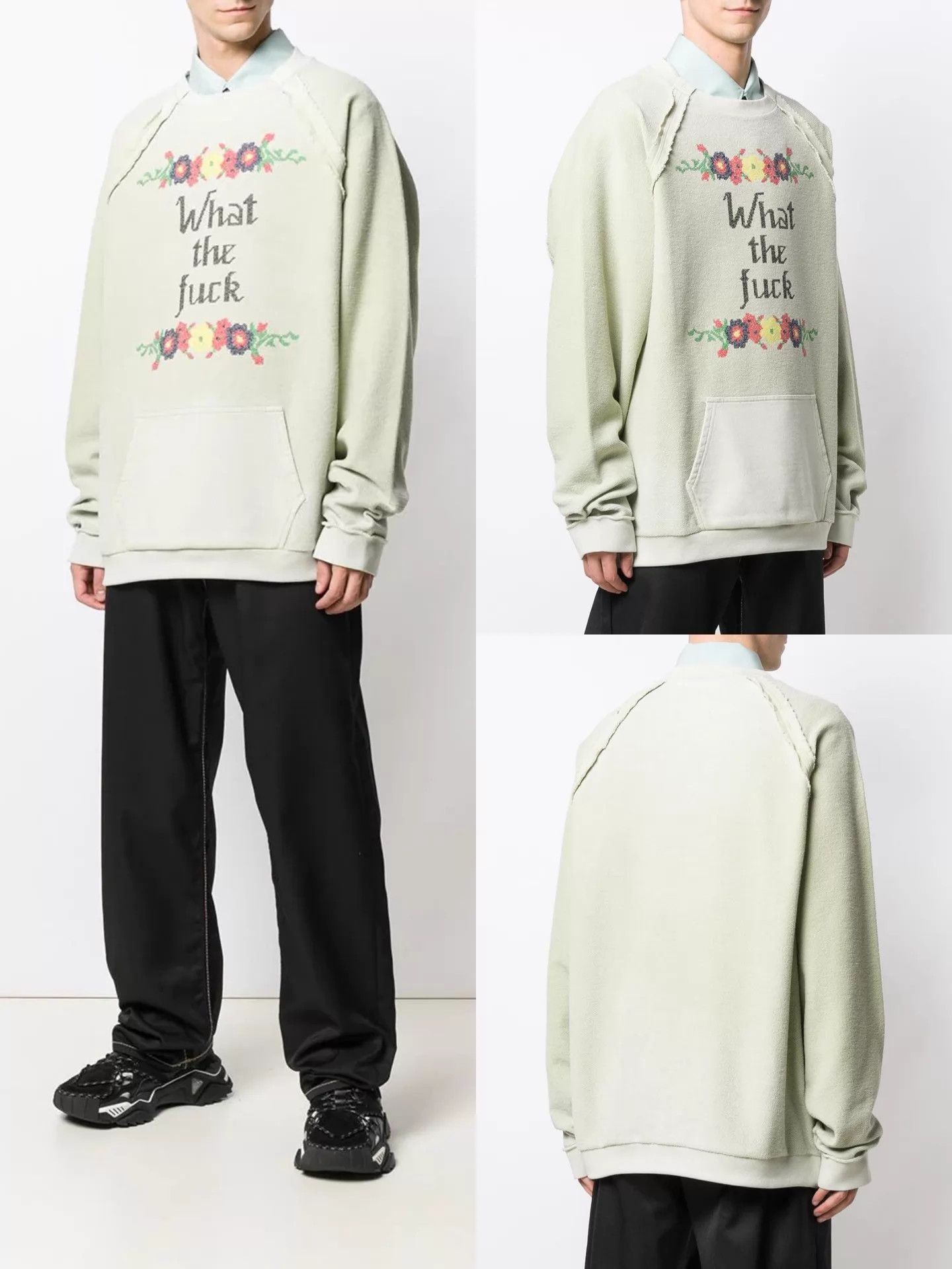 Maison Margiela Maison Margiela S/S19 Floral Slogan Cross-Stitch Sweat 46 Size US S / EU 44-46 / 1 - 7 Thumbnail