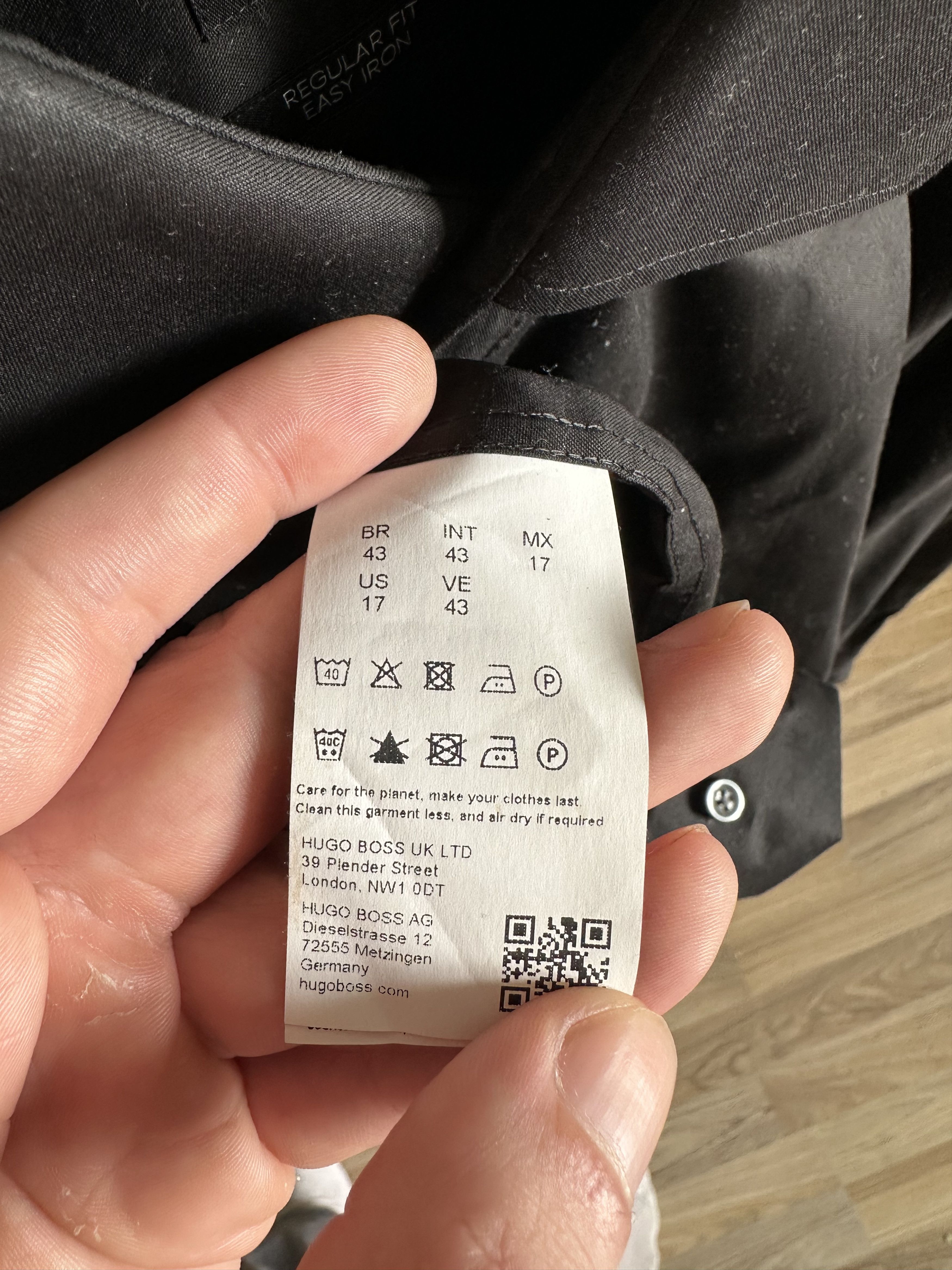 Hugo Boss Boss Regular fit black shirt Size US XL / EU 56 / 4 - 4 Thumbnail