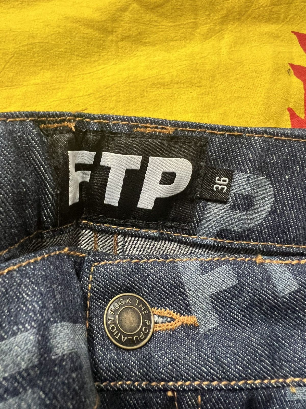 Fuck The Population FTP All Over Logo Denim Jeans Indigo - Fuck the Population Size US 36 / EU 52 - 5 Thumbnail