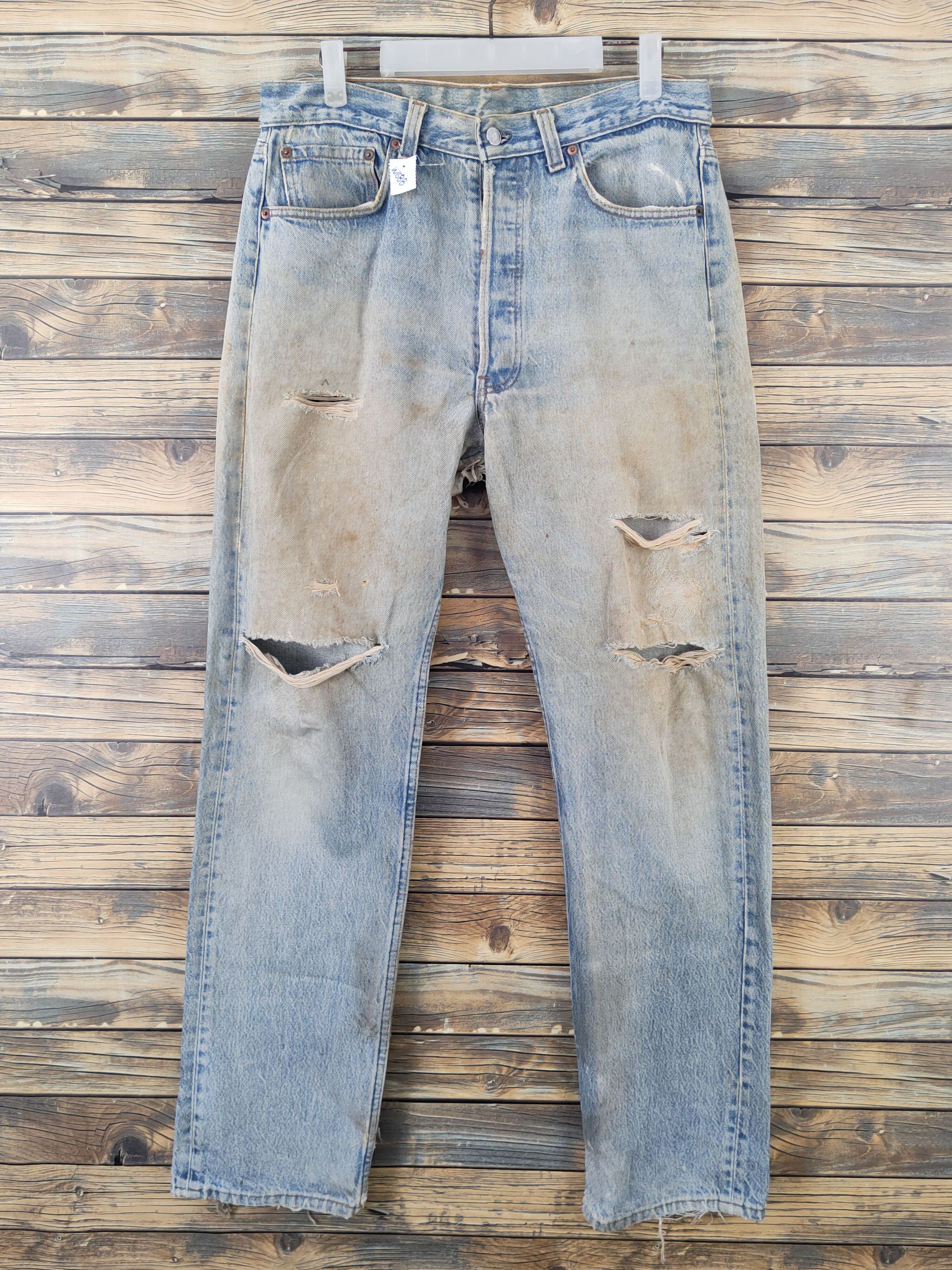 Levi's Levi's Light Blue Distressed Ripped denim Jeans #W1588 Size US 34 / EU 50 - 1 Thumbnail