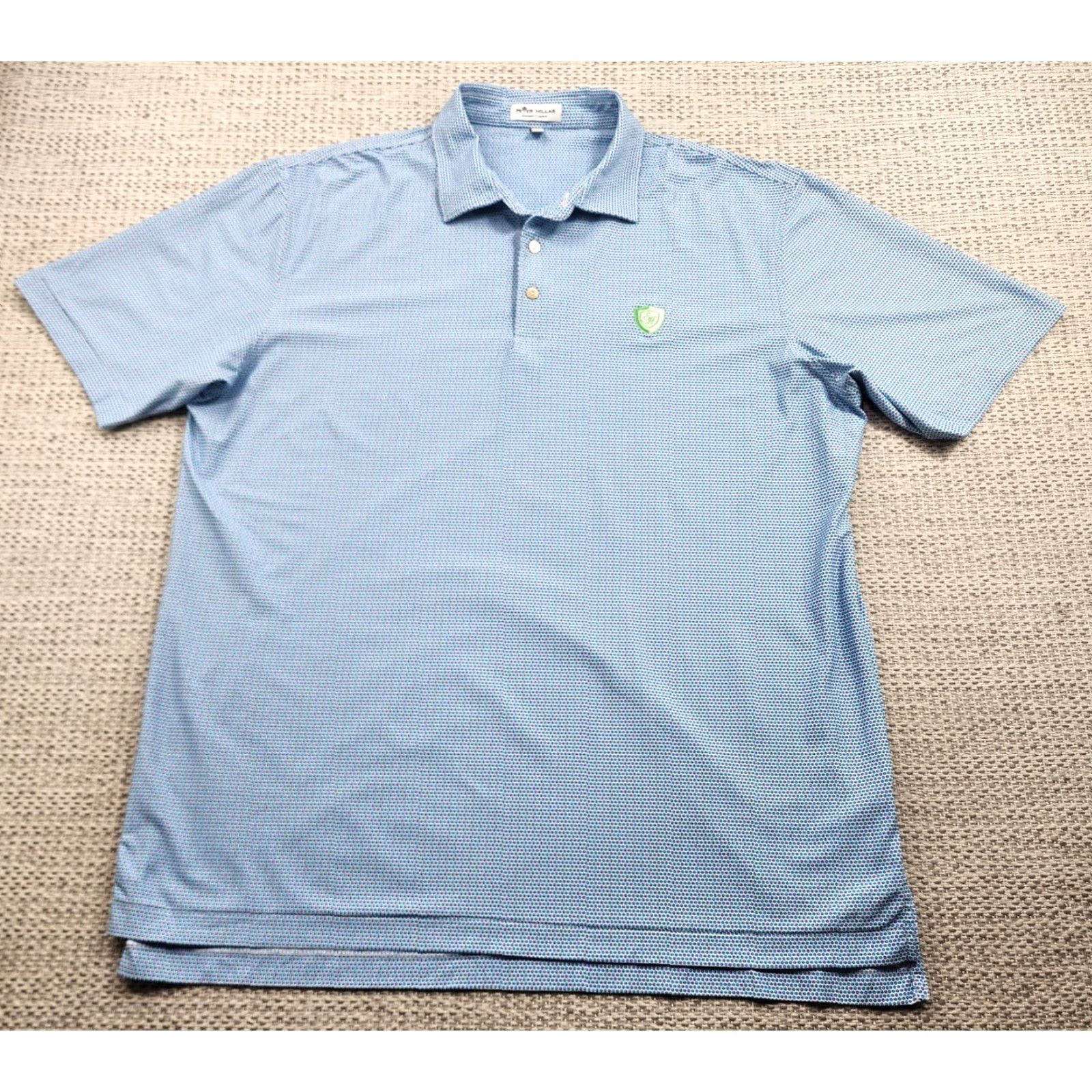 Peter Millar Peter Millar Polo Shirt Mens Large Summer Comfort Golf Logo Stretch Lightweight Blue Geometric 3-Button Classic Casual Sports Mens Size US L / EU 52-54 / 3 - 2 Thumbnail