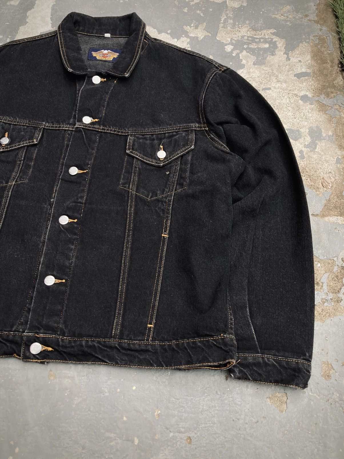 Harley Davidson Vintage Harley Davidson Denim Trucker Jacket Size US XL / EU 56 / 4 - 4 Thumbnail