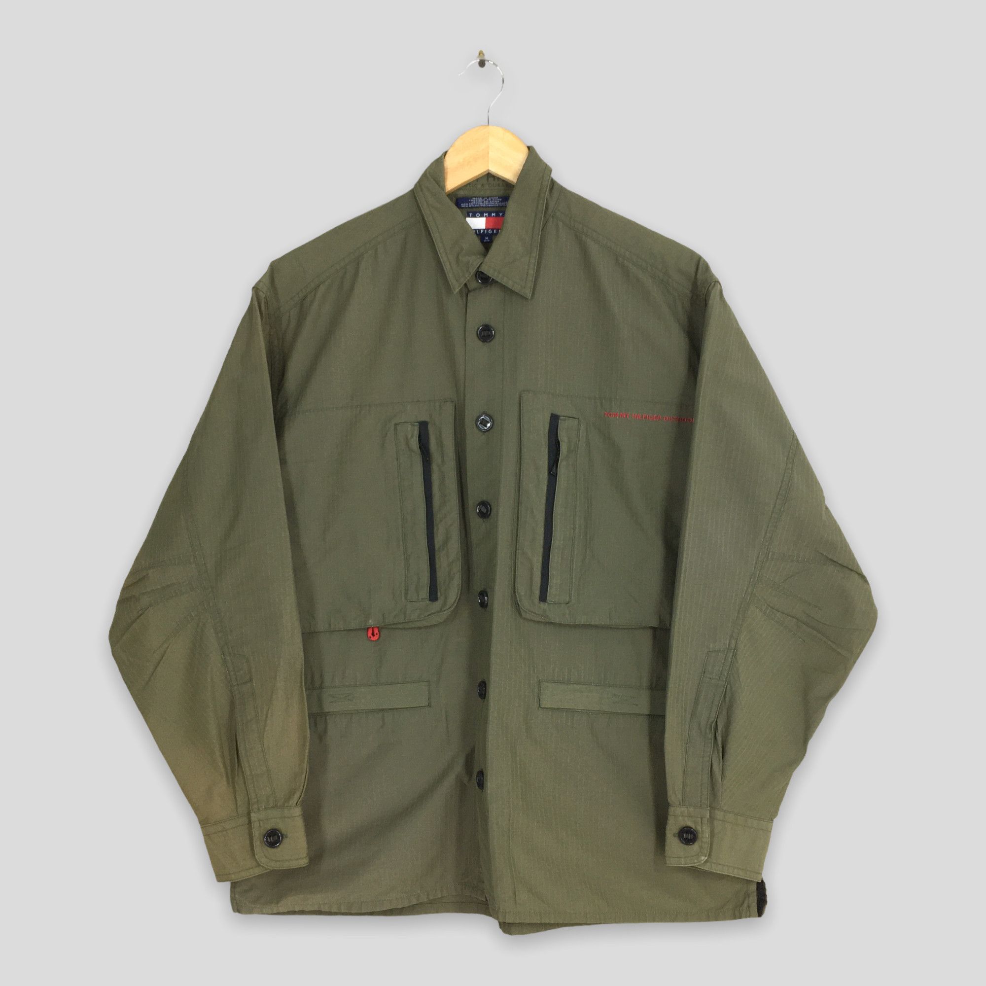 image of Tommy Hilfiger Olive Windbreaker Jacket Medium, Men's