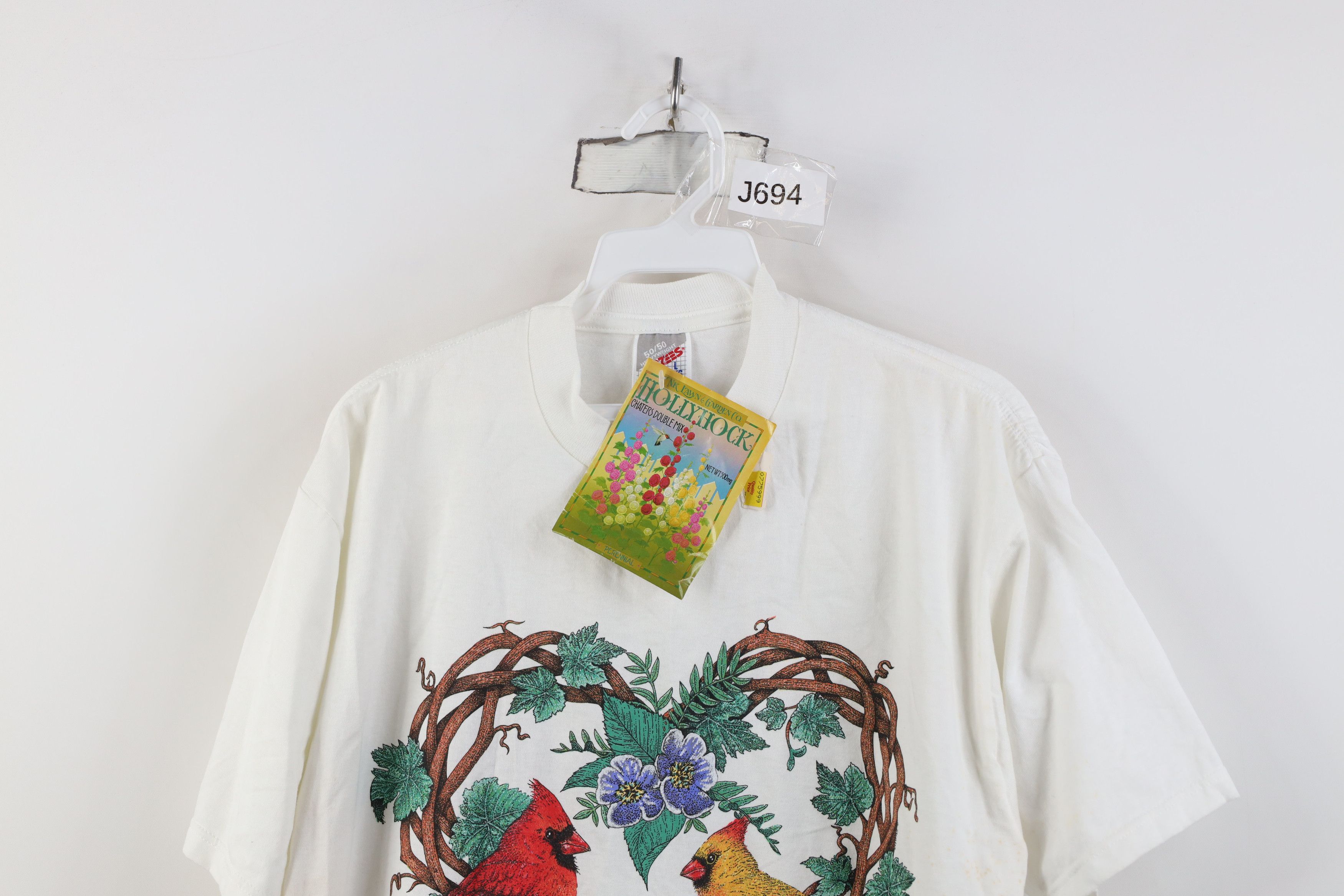 Vintage Deadstock Vintage 90s Streetwear Flower T-Shirt White USA Size L / US 10 / IT 46 - 2 Thumbnail