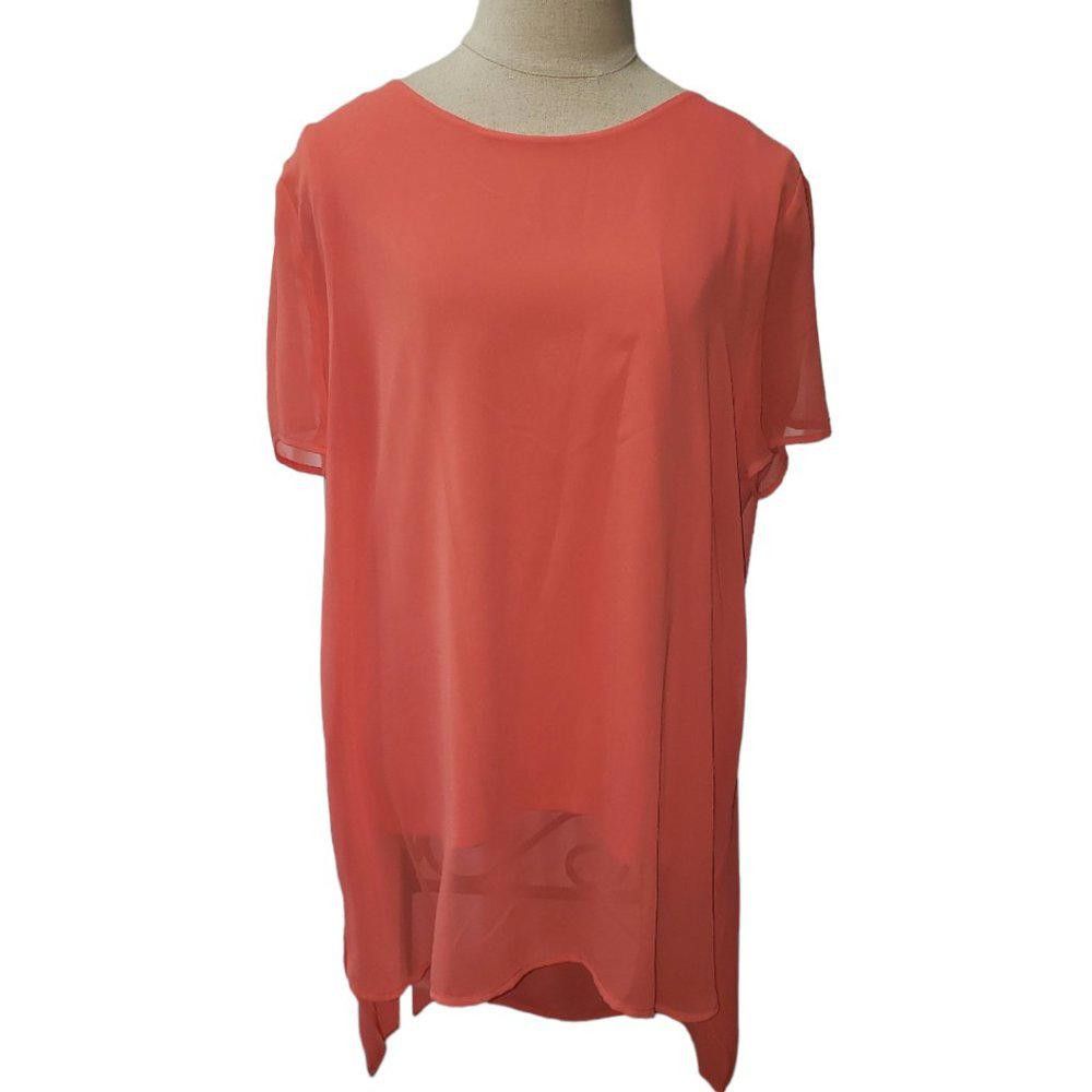 Vince Camuto CT494 Vince Camuto Persimmon High Low Crew Neck Blouse L Size L / US 10 / IT 46 - 1 Thumbnail