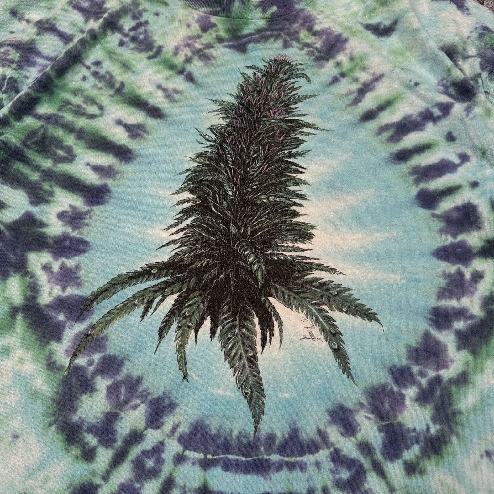 Vintage Marijuana Leaf Thrashed Faded Distressed Shirt ERD Grunge Size US XL / EU 56 / 4 - 2 Thumbnail