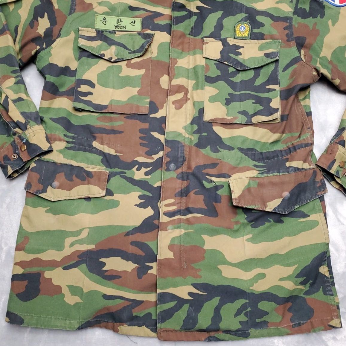 Vintage VTG Woodland Camo Jacket Mens L Green Camouflage 17th infantry South Korea ROK Shirt/Military Jacket Mens L Green Camouflage 17th infantry ROK Size US L / EU 52-54 / 3 - 2 Thumbnail