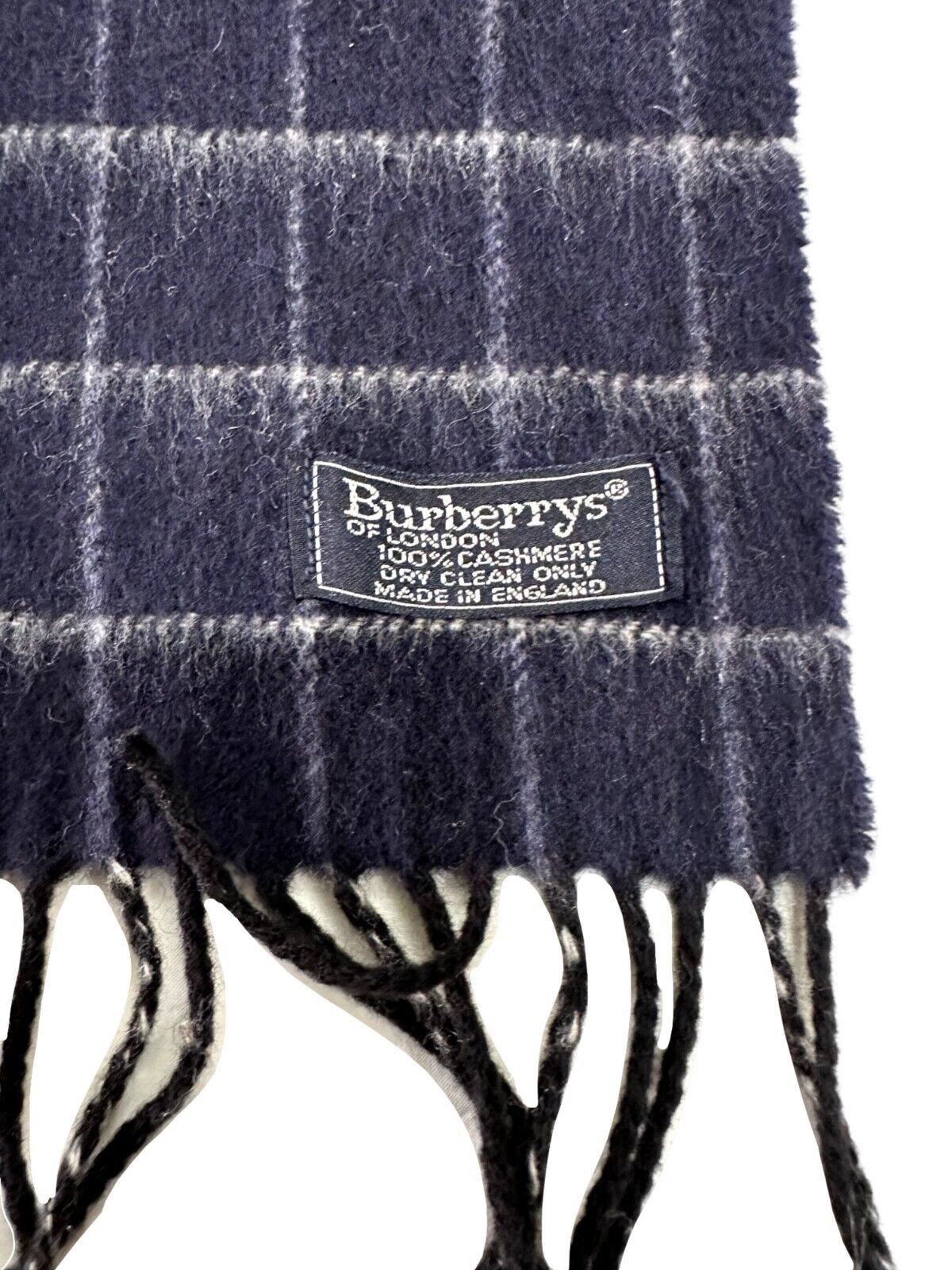 Burberry Burberrys Classic Check Unisex Scarf Navy Blue 100% Cashmere Size ONE SIZE - 3 Thumbnail