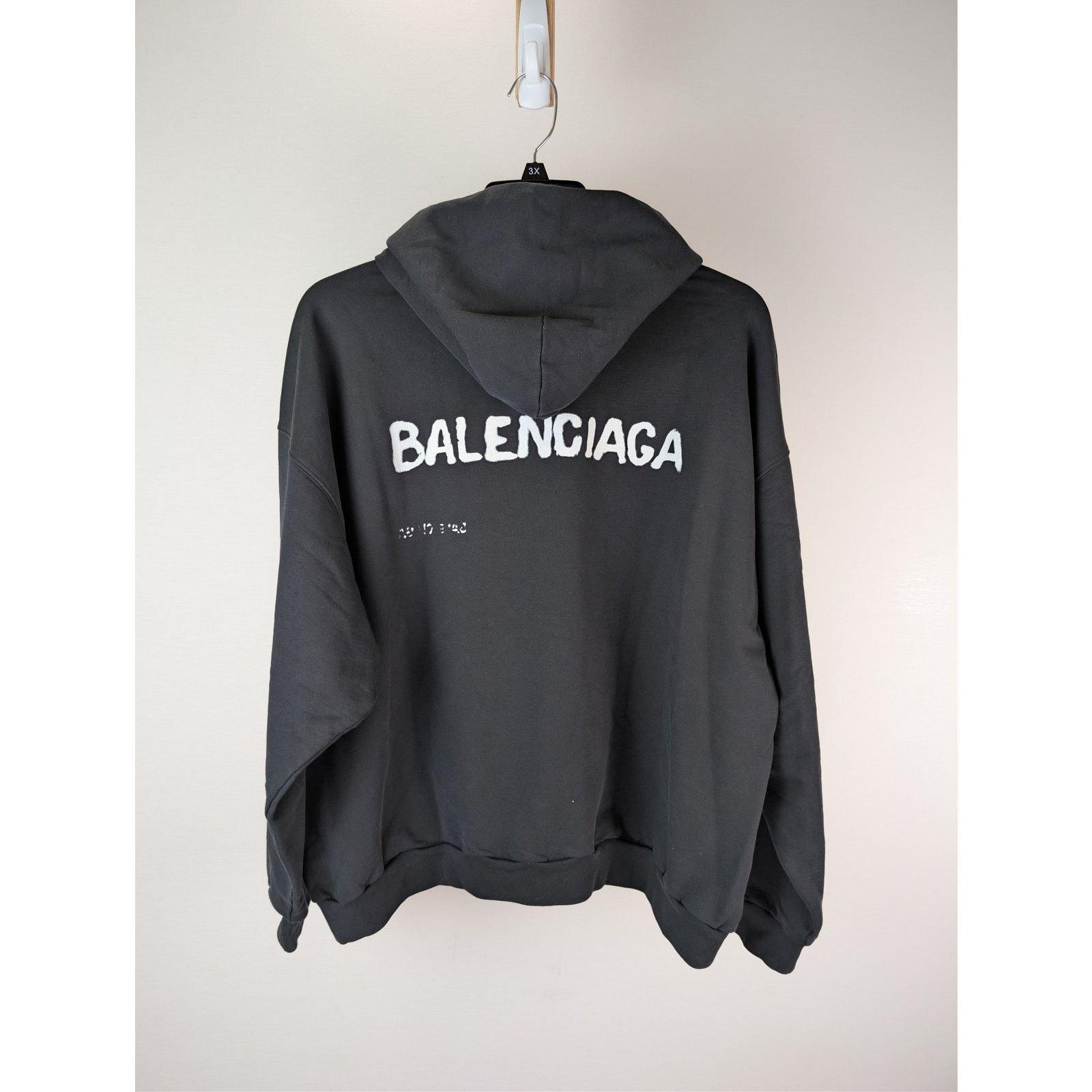Balenciaga o1rshd1 Hand-Drawn Logo Cotton Hoodie in black Size US L / EU 52-54 / 3 - 16 Thumbnail