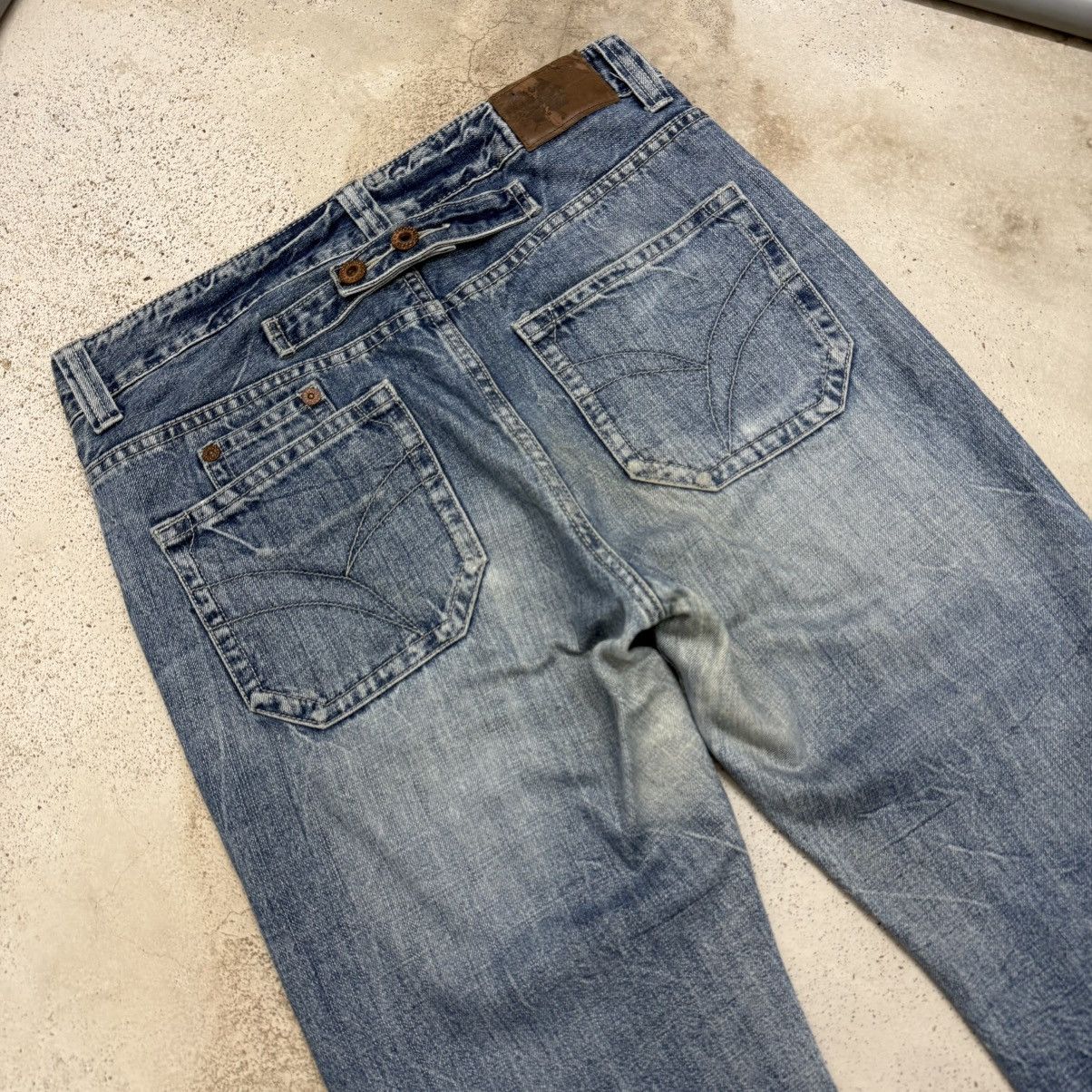 Japanese Brand Vintage Y2K Buckle Back Lightning i6w9 wash Denim Pants Size US 35 - 10 Thumbnail
