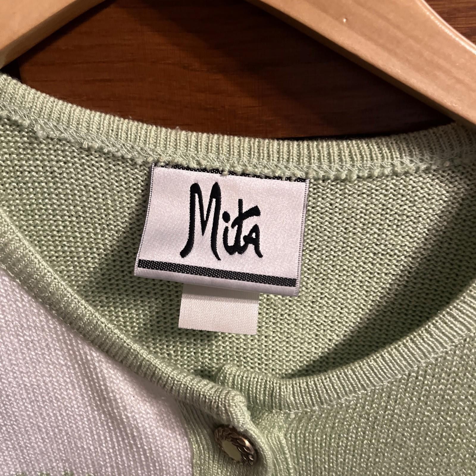 Mita Vintage MITA Green White 2pc Sweater Knit Skirt Suit Sz 18 Size XXL / US 16-18 / IT 52-54 - 2 Thumbnail