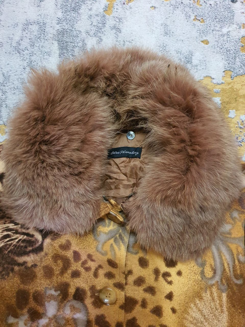 Vintage vintage 90s leopard print faux fur collar coat Size L / US 10 / IT 46 - 3 Thumbnail