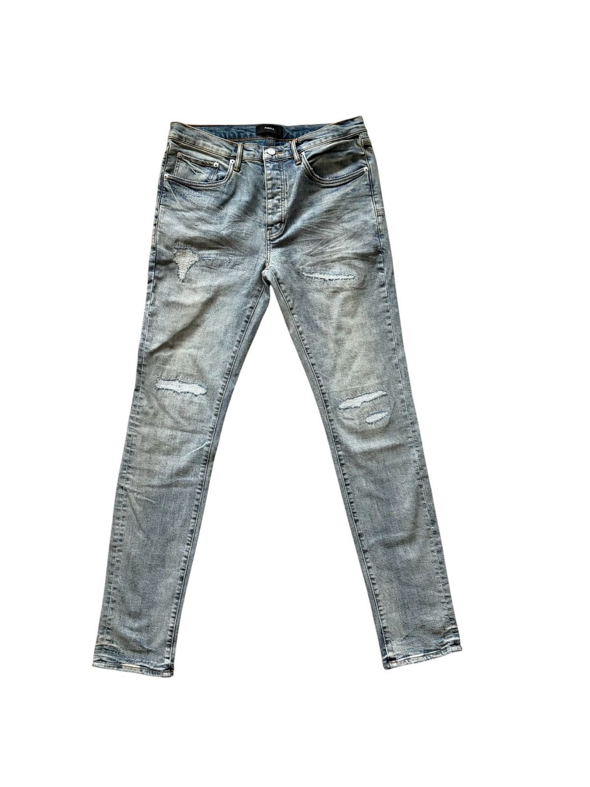 Purple Brand Purple Brand Jeans Mens Slashed Skinny Blue P001 Size 34/32 Size US 34 / EU 50 - 2 Thumbnail