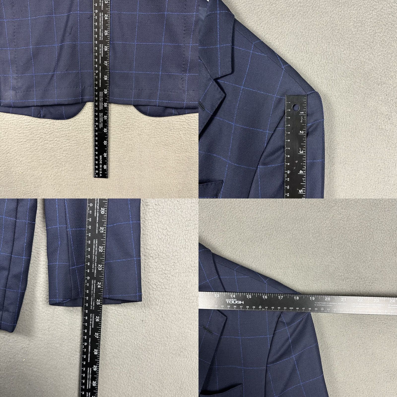 Hugo Boss HUGO BOSS Suit Jacket Blue Windowpane Wool Slim 42L Regular Boy Mens/Adults Size 42R - 11 Thumbnail