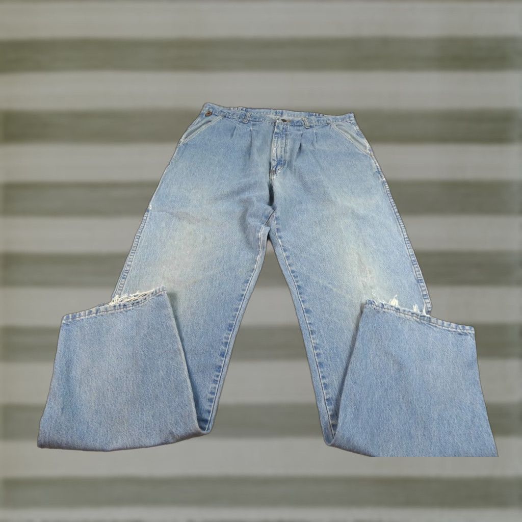 VINTAGE Wrangler Jeans Adult Men 36x33 Blue Denim Baggy Loose Straight 33311E1 USA Jeans