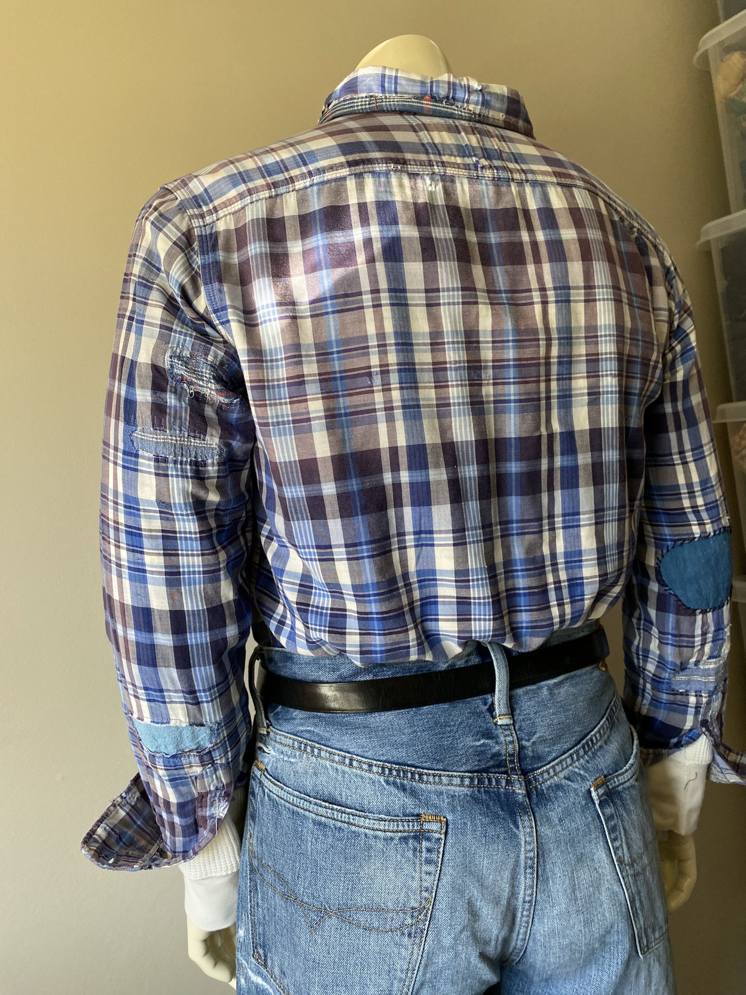 Vintage Sunfade & Repair Double Cloth Flannel Shirt Size US S / EU 44-46 / 1 - 7 Thumbnail